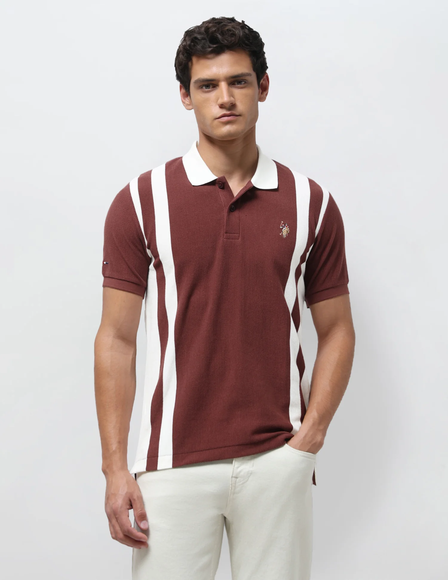 Vertical Striped Slim Fit Polo Shirt - Image 6