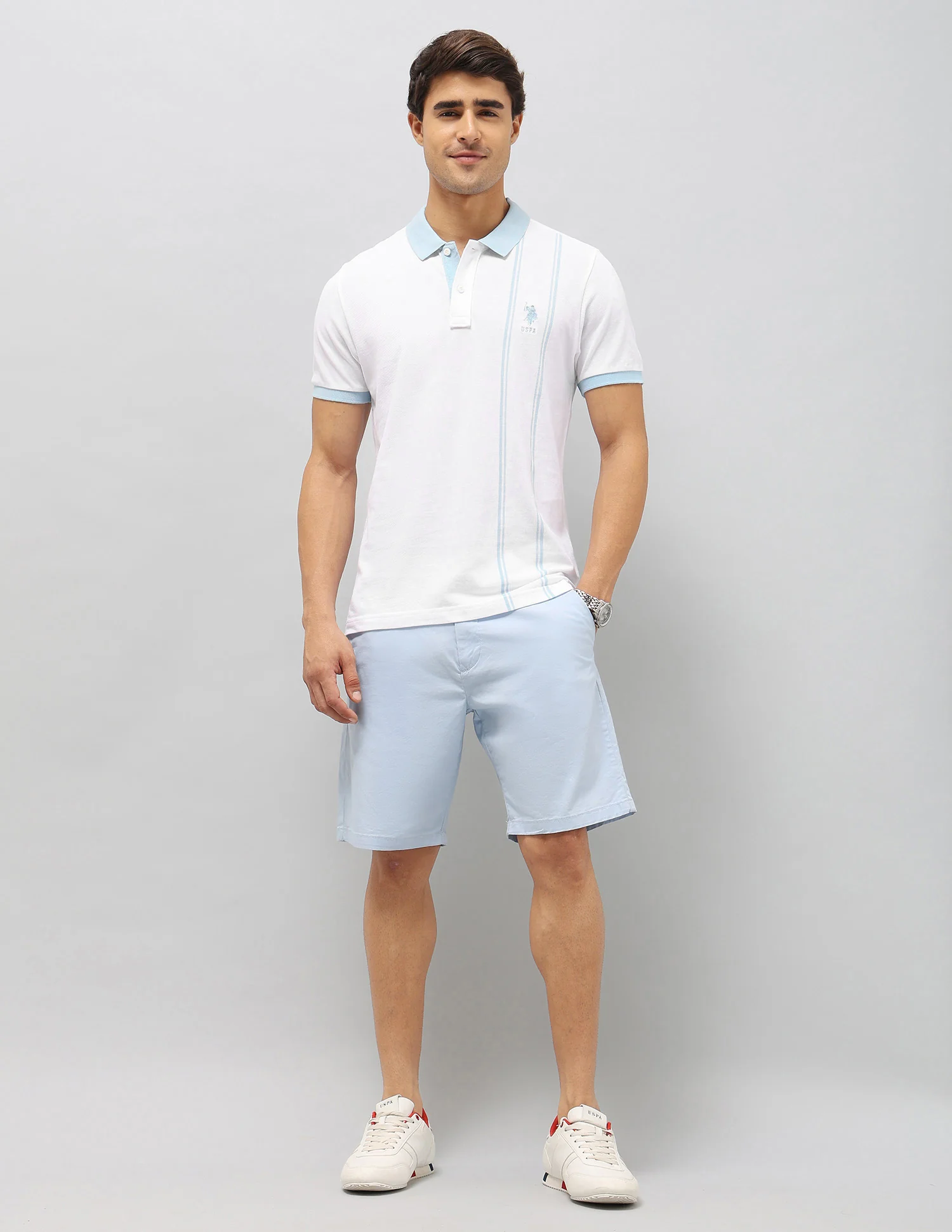 Vertical Striped Slim Fit Polo Shirt - Image 3