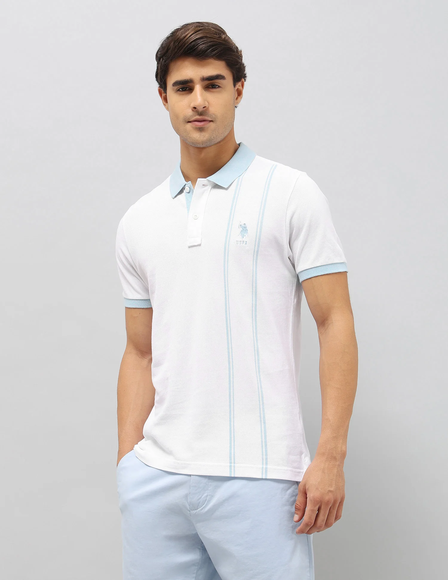 Vertical Striped Slim Fit Polo Shirt - Image 4