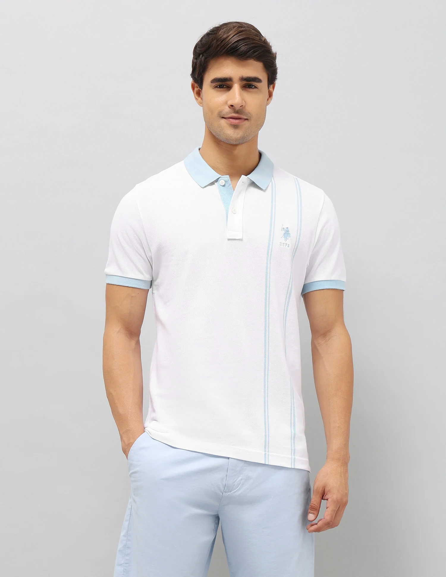 Vertical Striped Slim Fit Polo Shirt - Image 6