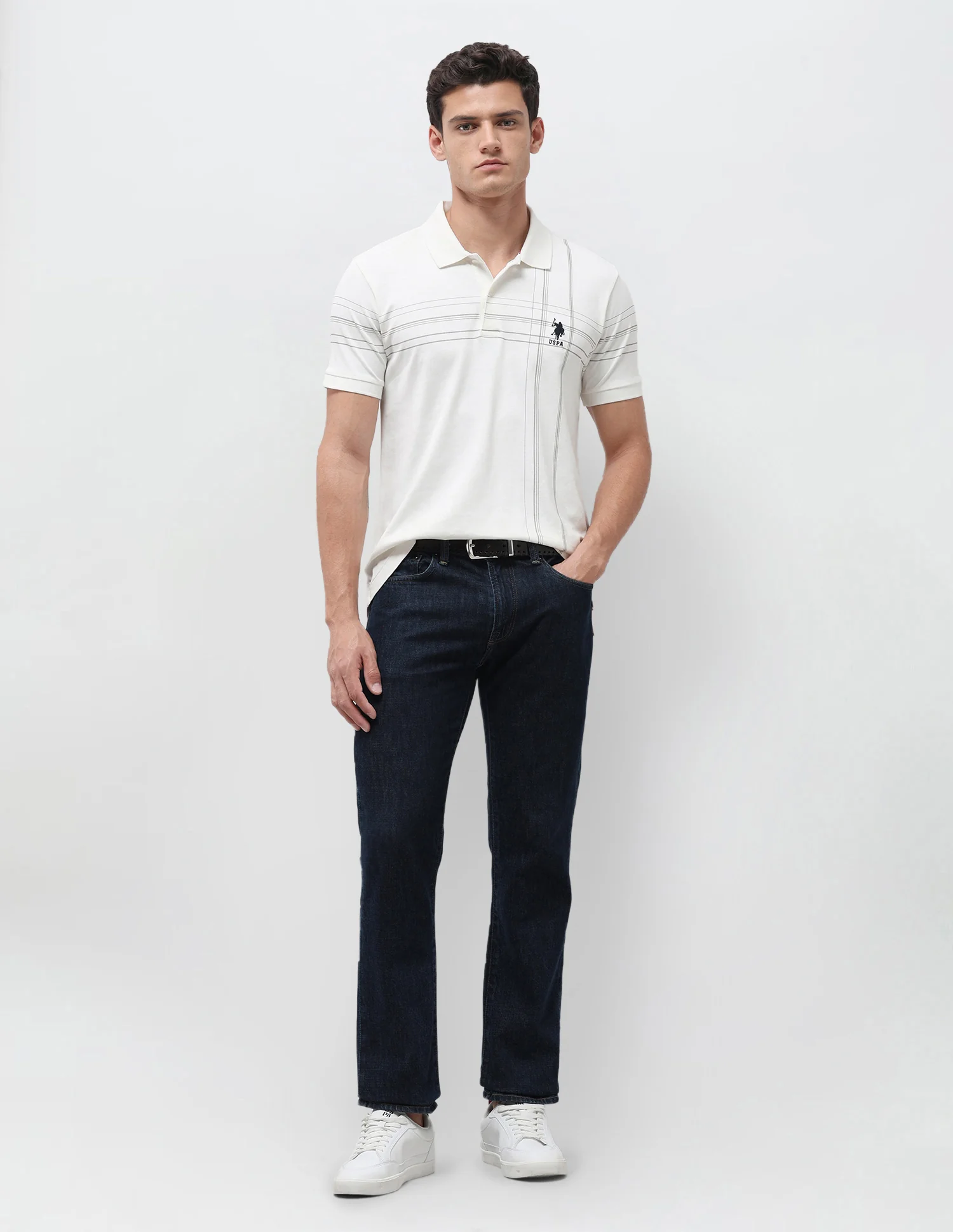 Vertical Striped Slim Fit Polo Shirt - Image 3
