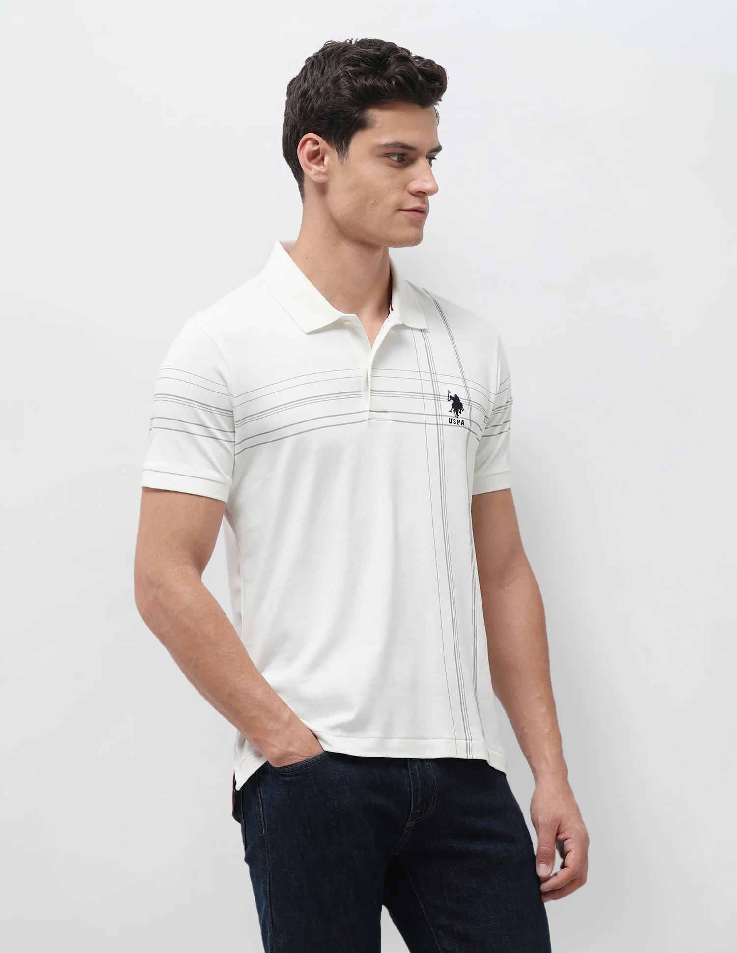 Vertical Striped Slim Fit Polo Shirt - Image 4