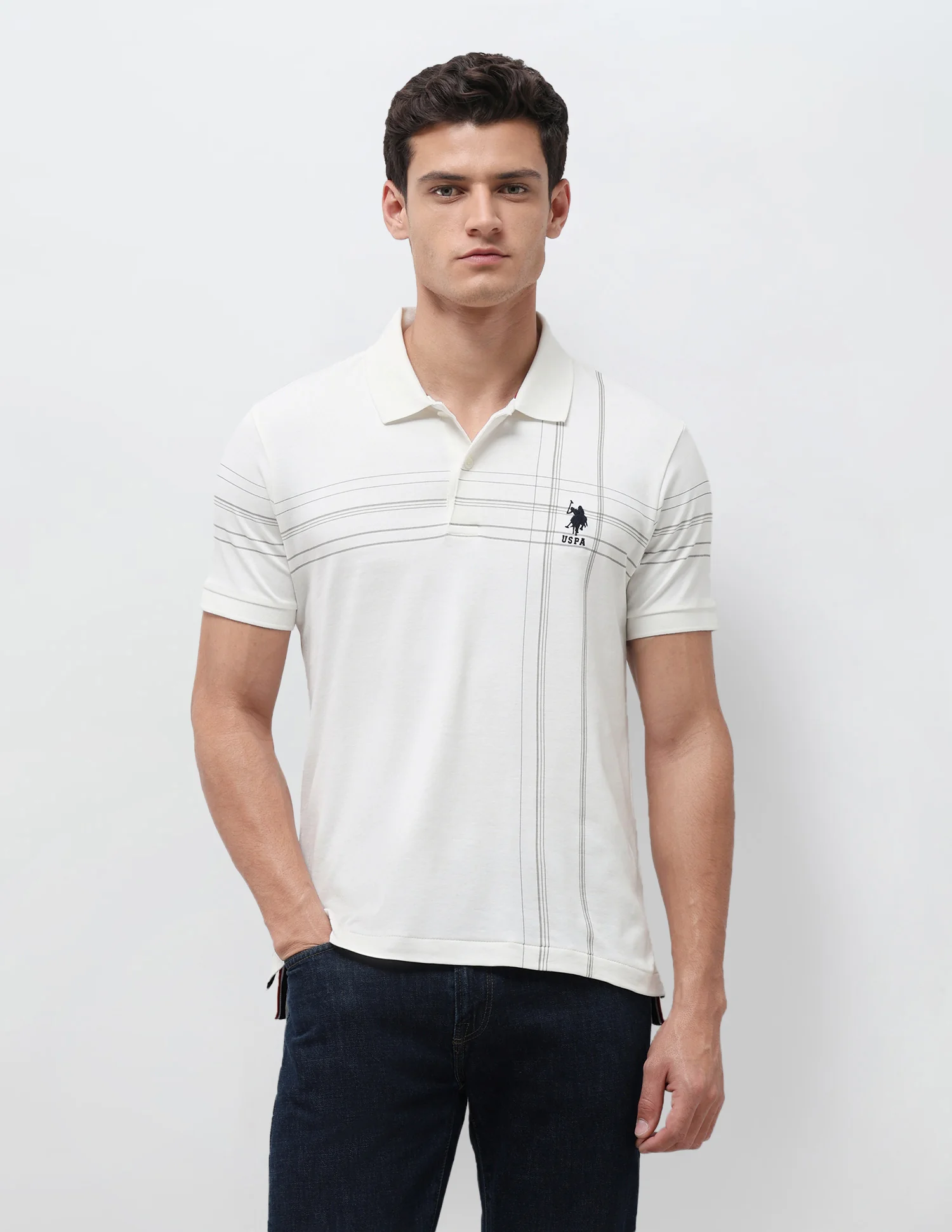 Vertical Striped Slim Fit Polo Shirt - Image 6