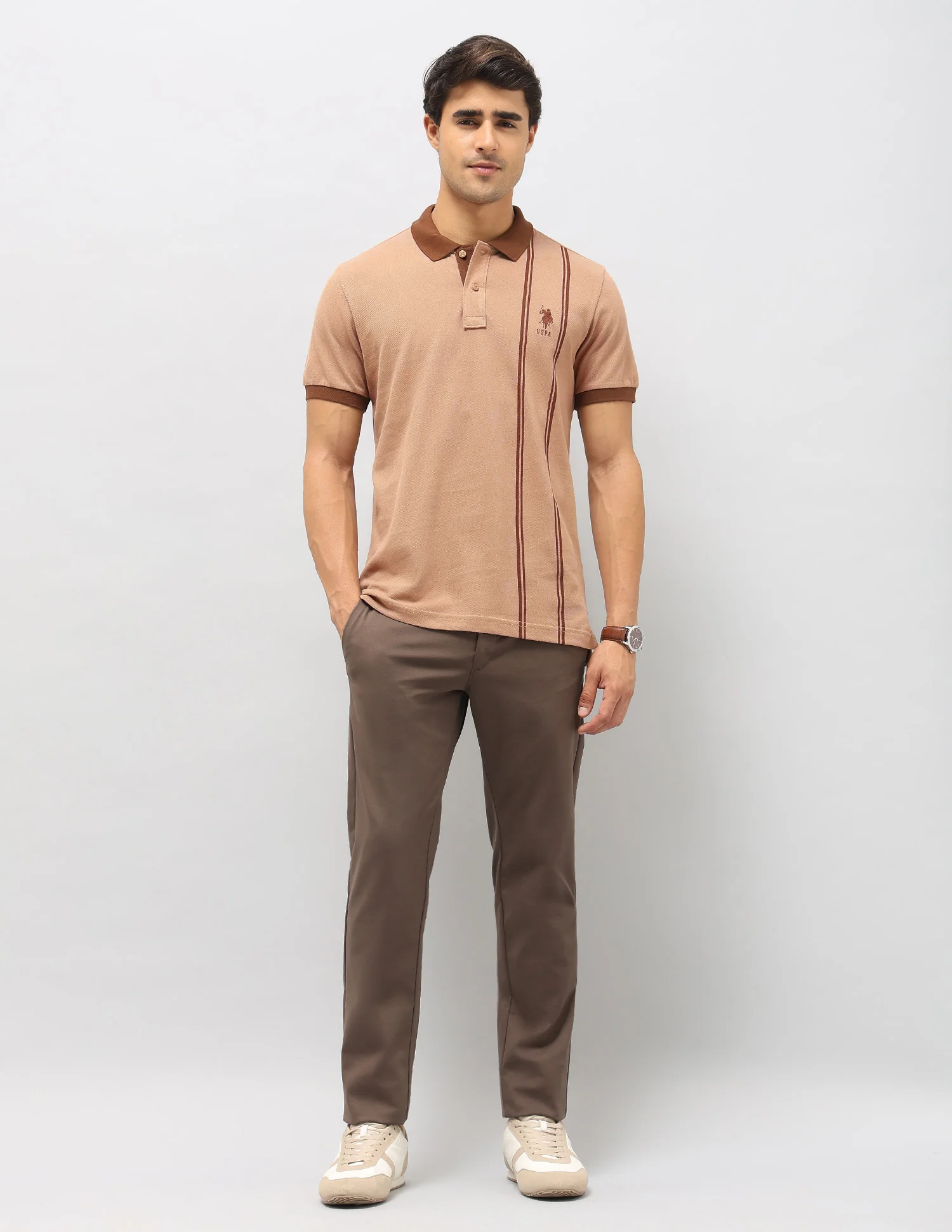 Vertical Striped Slim Fit Polo Shirt - Image 3