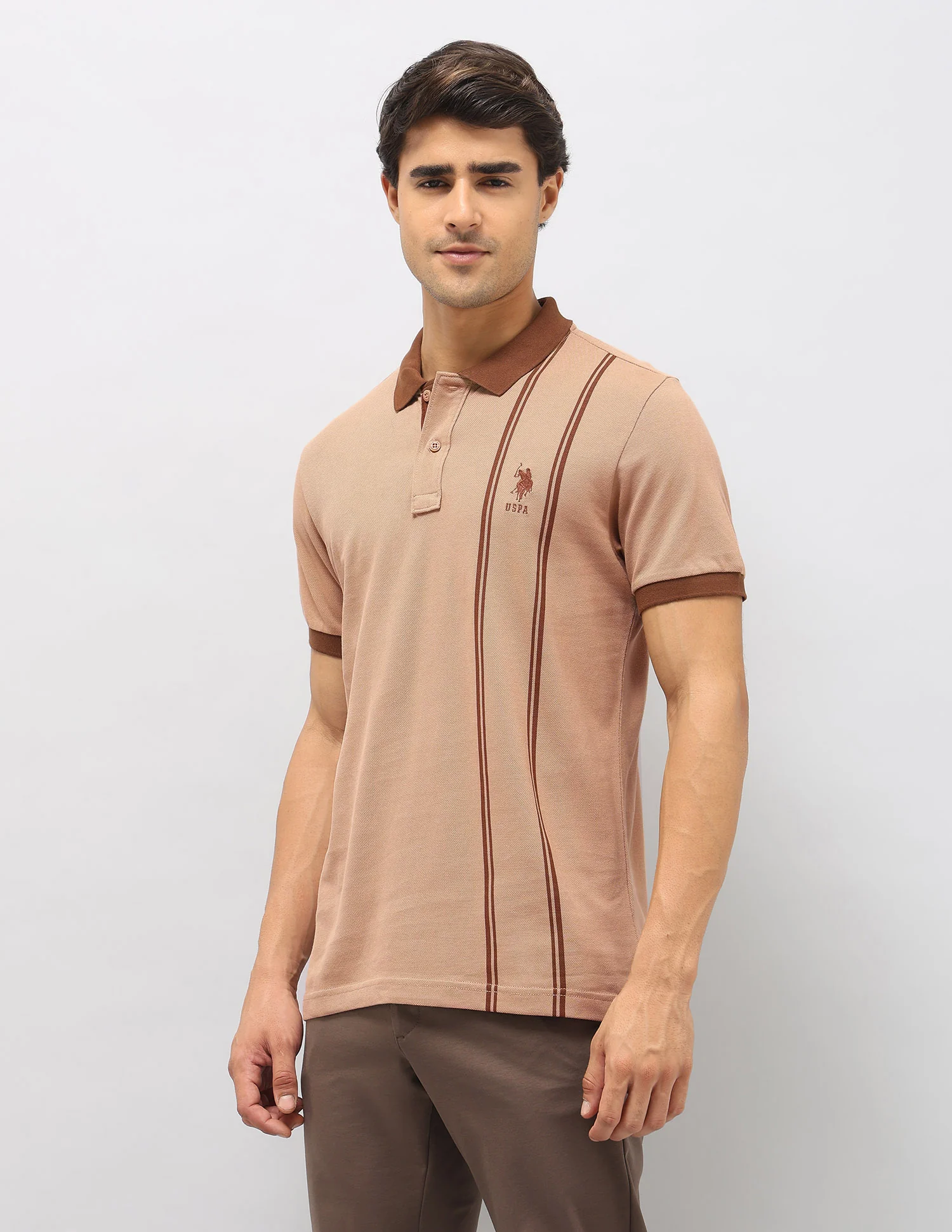 Vertical Striped Slim Fit Polo Shirt - Image 4