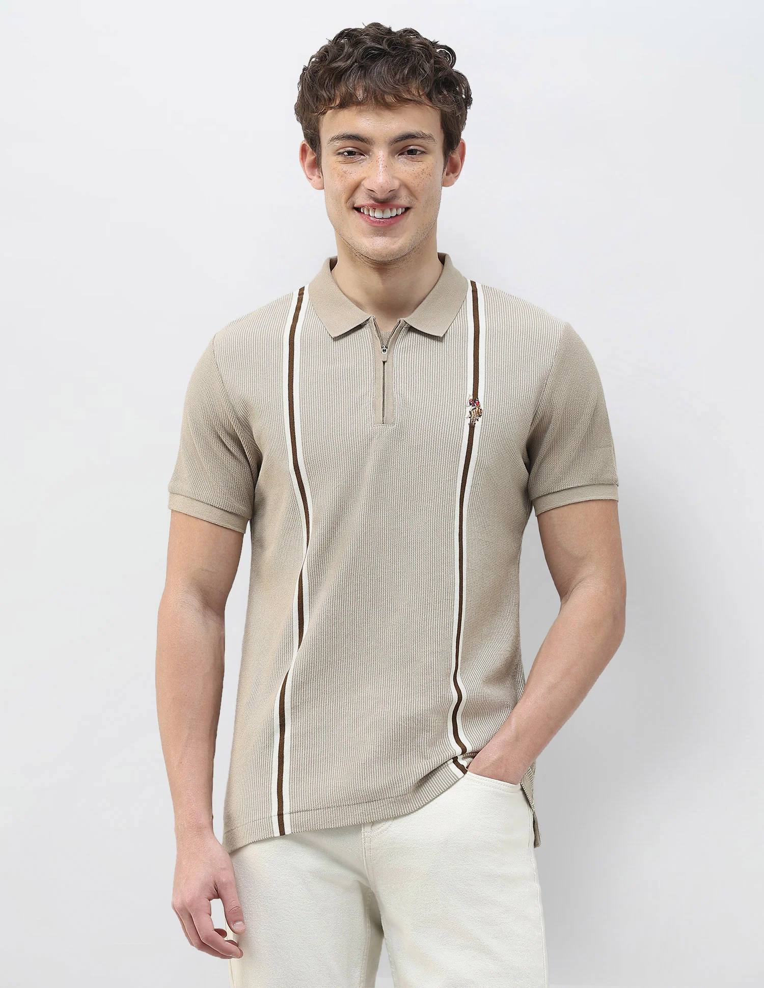 Vertical Striped Slim Fit Polo Shirt - Image 6