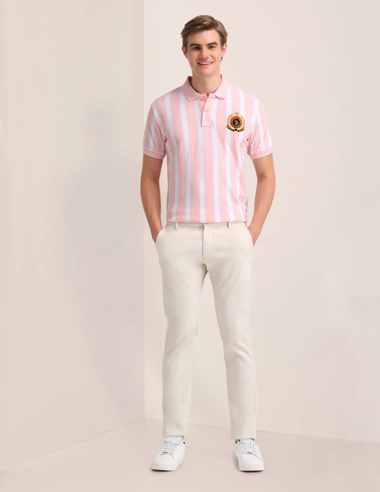 Vertical Striped Slim Fit Polo Shirt - Image 3