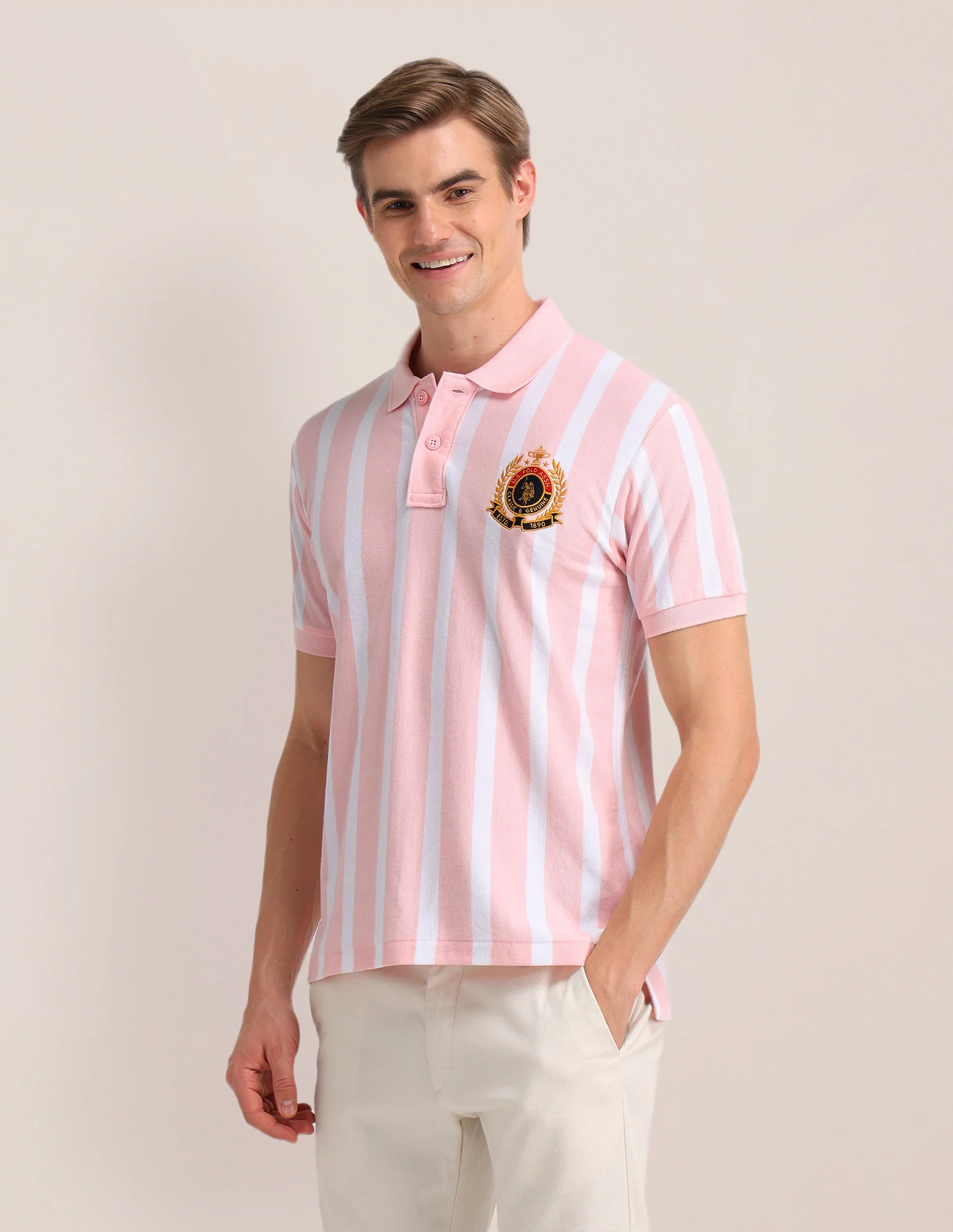 Vertical Striped Slim Fit Polo Shirt - Image 4