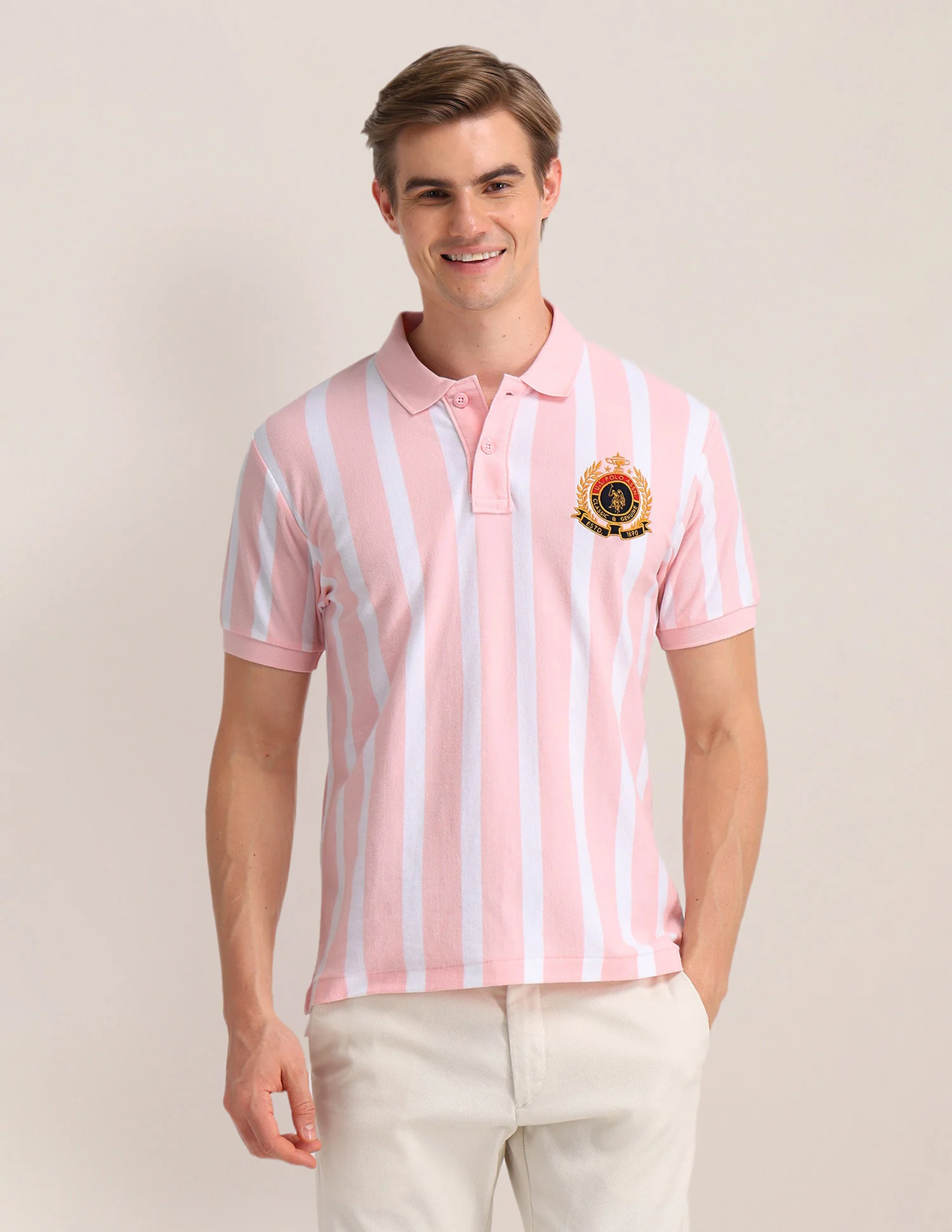 Vertical Striped Slim Fit Polo Shirt - Image 6