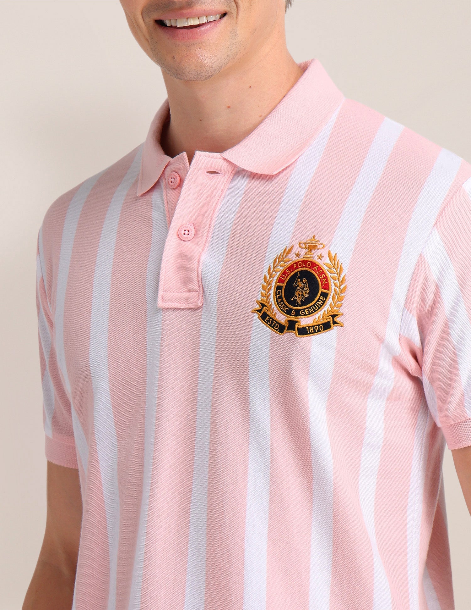 Vertical Striped Slim Fit Polo Shirt - Image 7