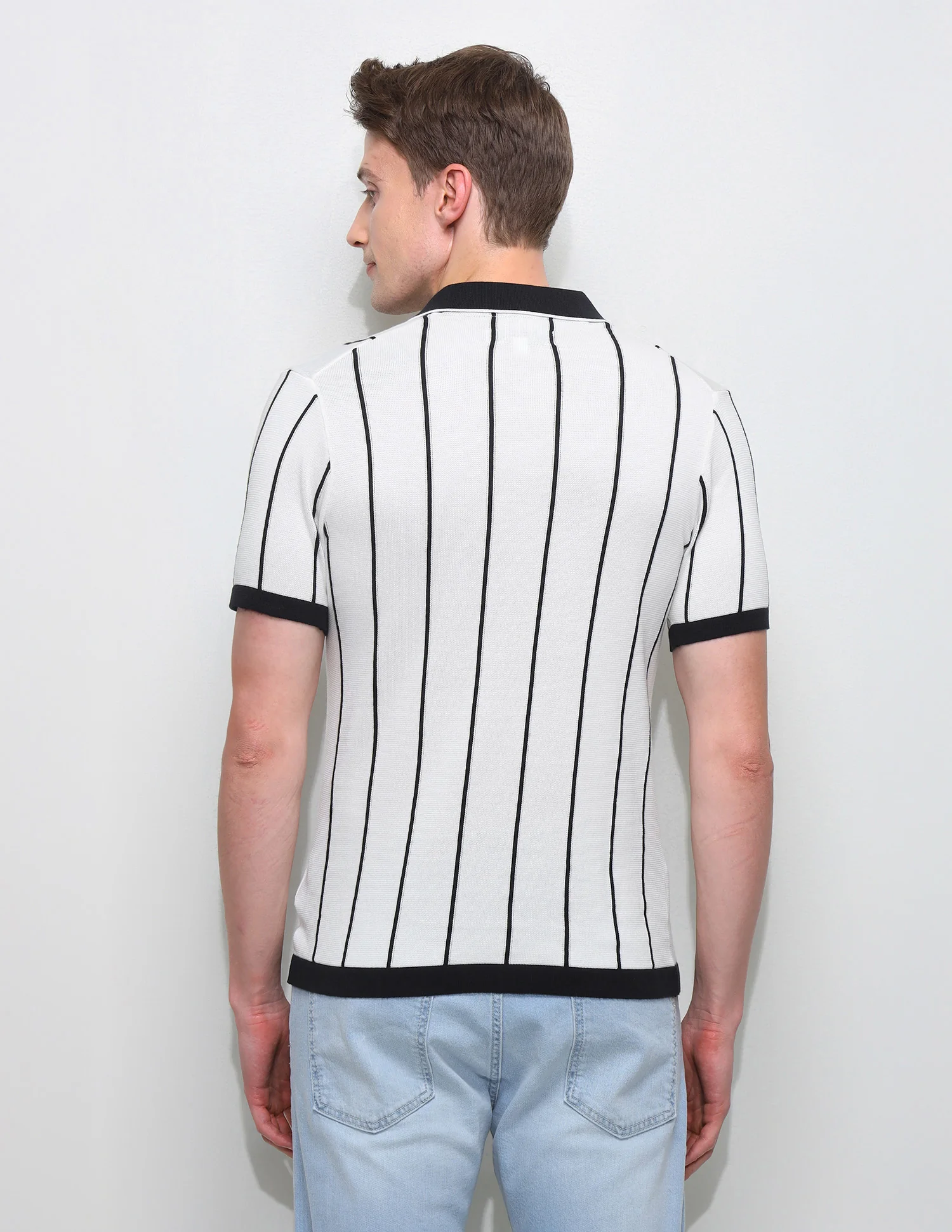 Vertical Striped Slim Fit Polo Shirt - Image 5