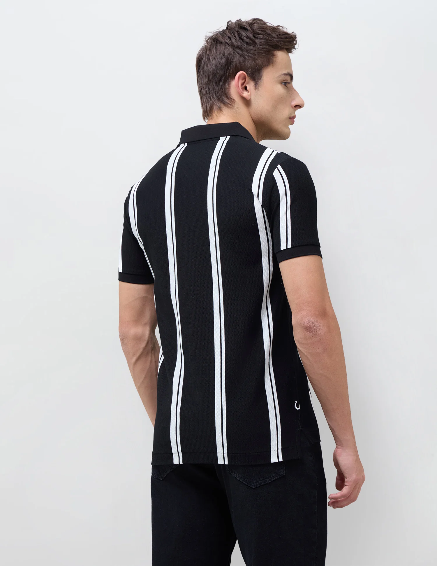 Vertical Striped Slim Fit Polo Shirt - Image 5