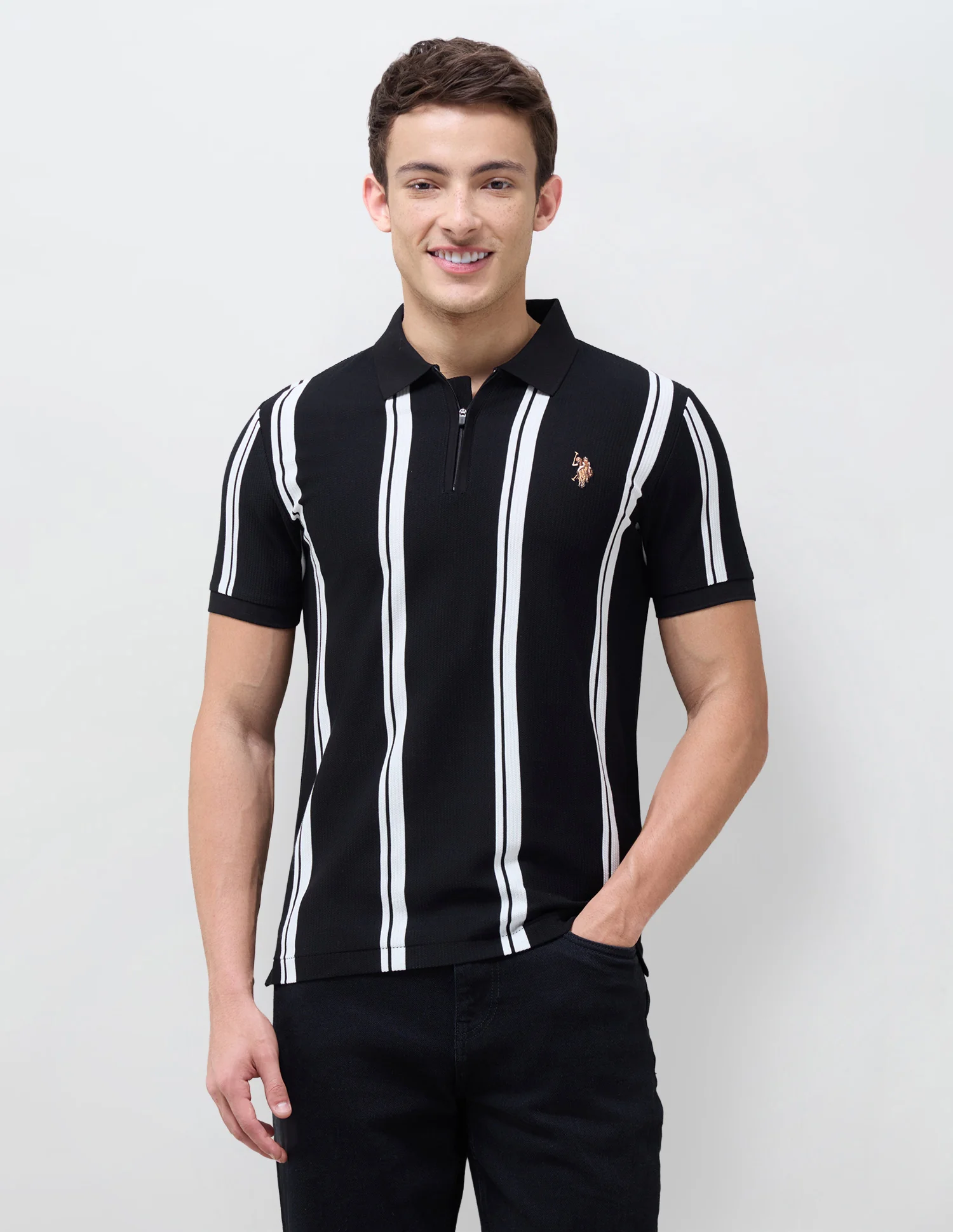 Vertical Striped Slim Fit Polo Shirt - Image 6