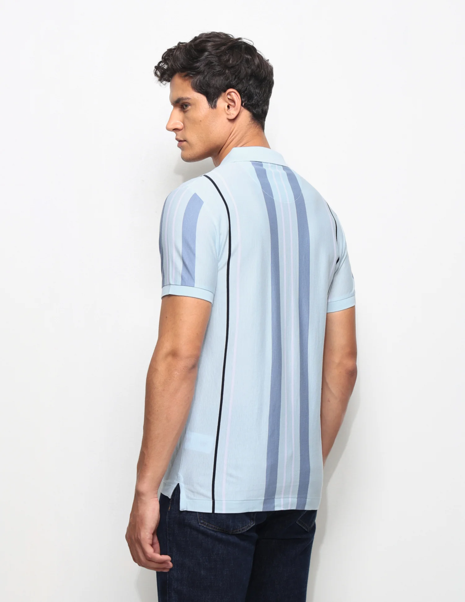 Vertical Striped Slim Fit Polo Shirt - Image 5