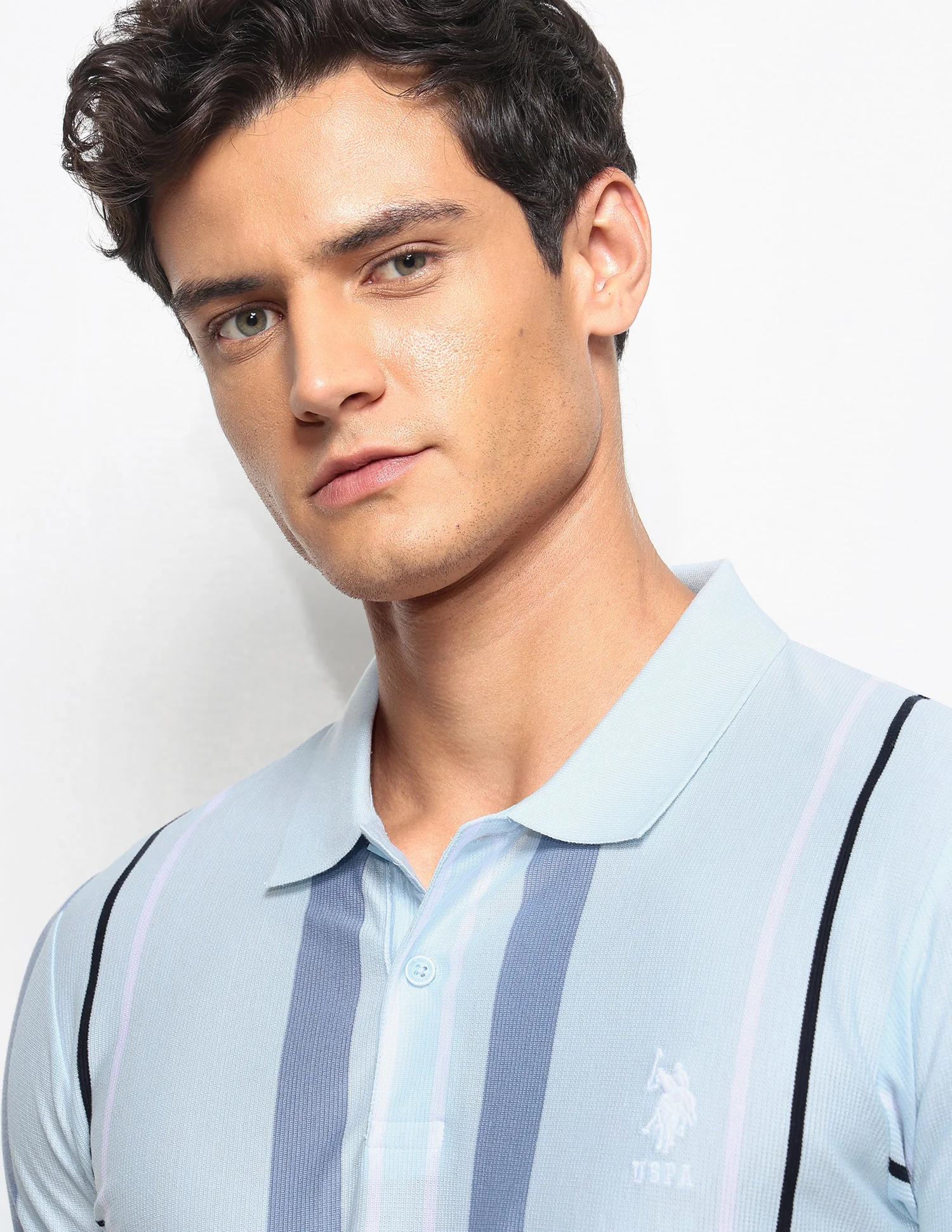 Vertical Striped Slim Fit Polo Shirt - Image 7