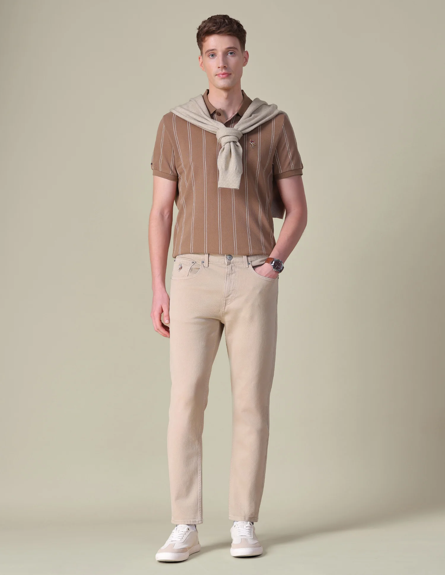 Vertical Striped Slim Fit Polo Shirt - Image 3