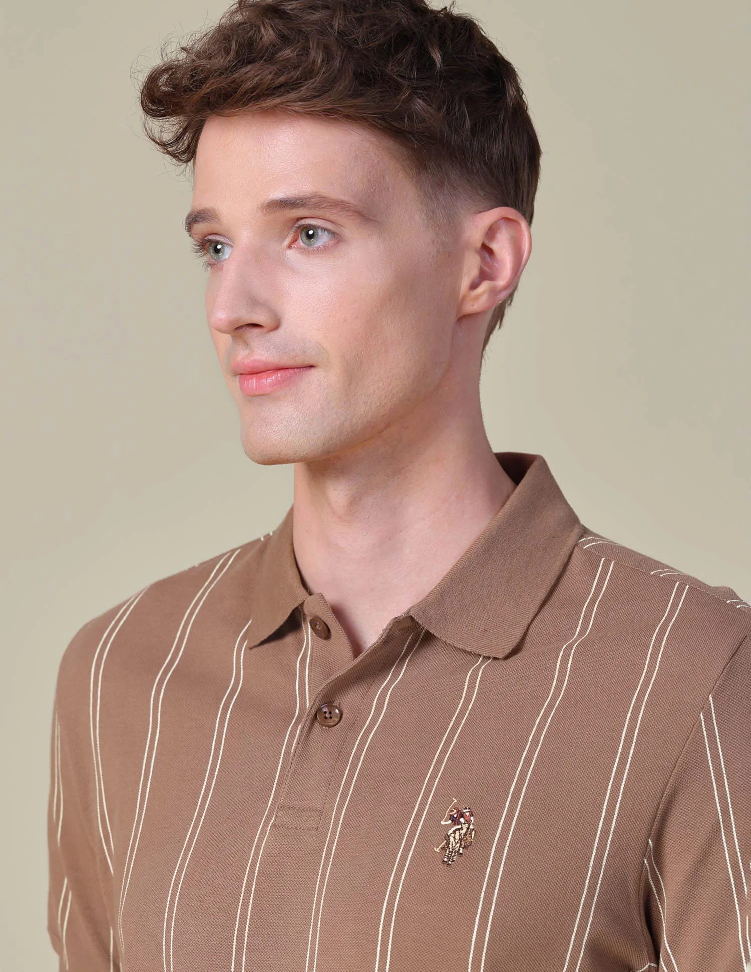 Vertical Striped Slim Fit Polo Shirt - Image 7