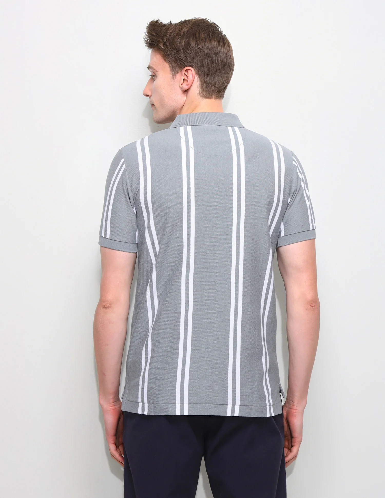 Vertical Striped Slim Fit Polo Shirt - Image 5