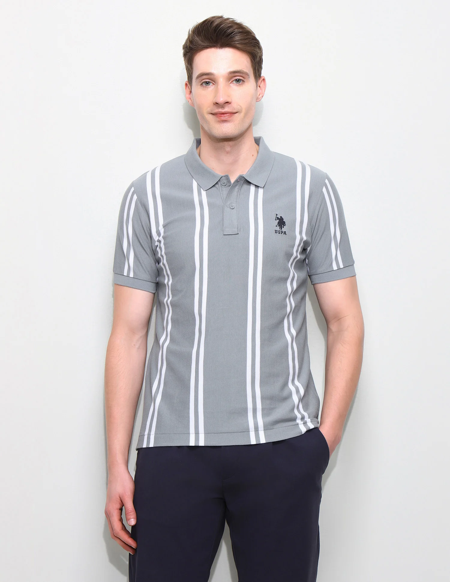 Vertical Striped Slim Fit Polo Shirt - Image 6