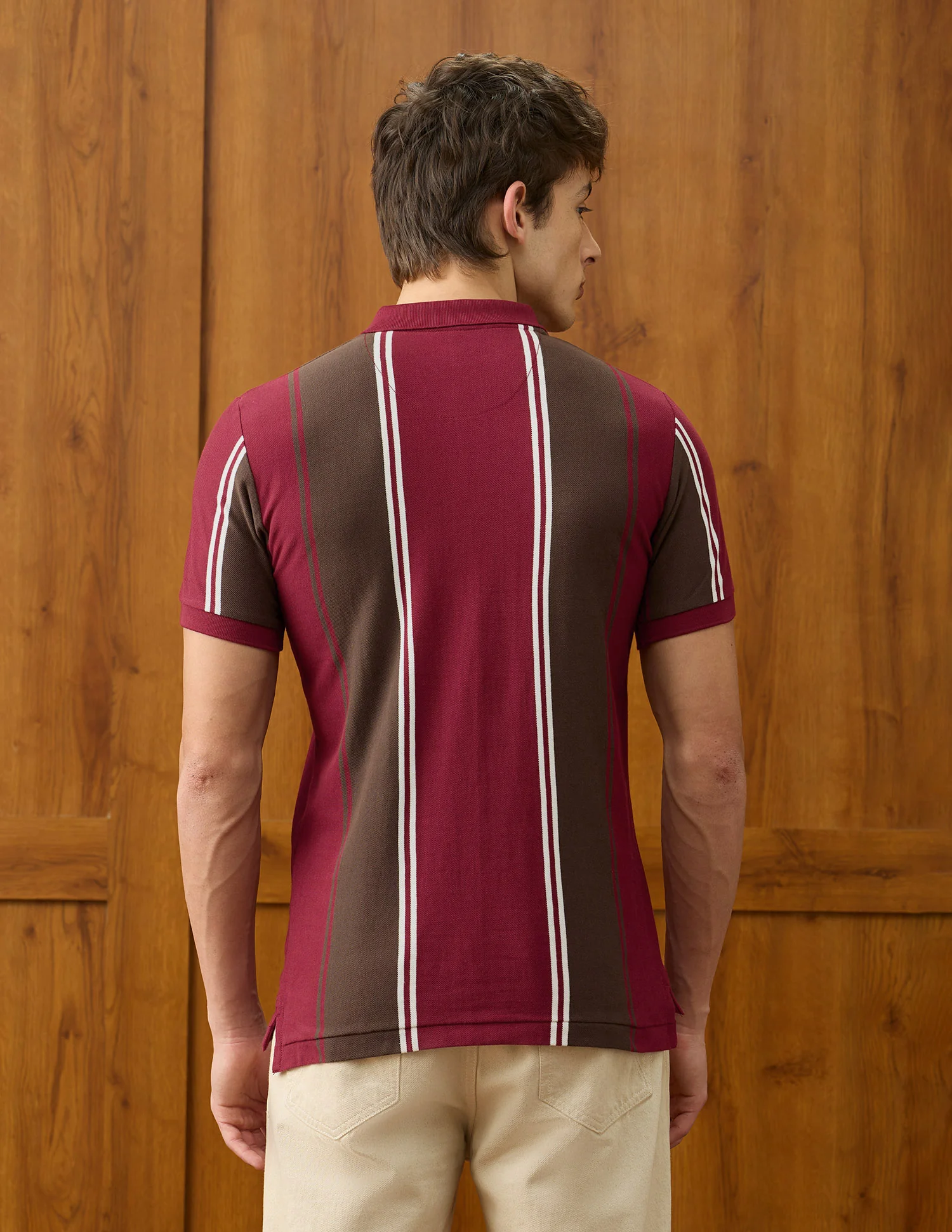 Vertical Striped Slim Fit Polo Shirt - Image 5