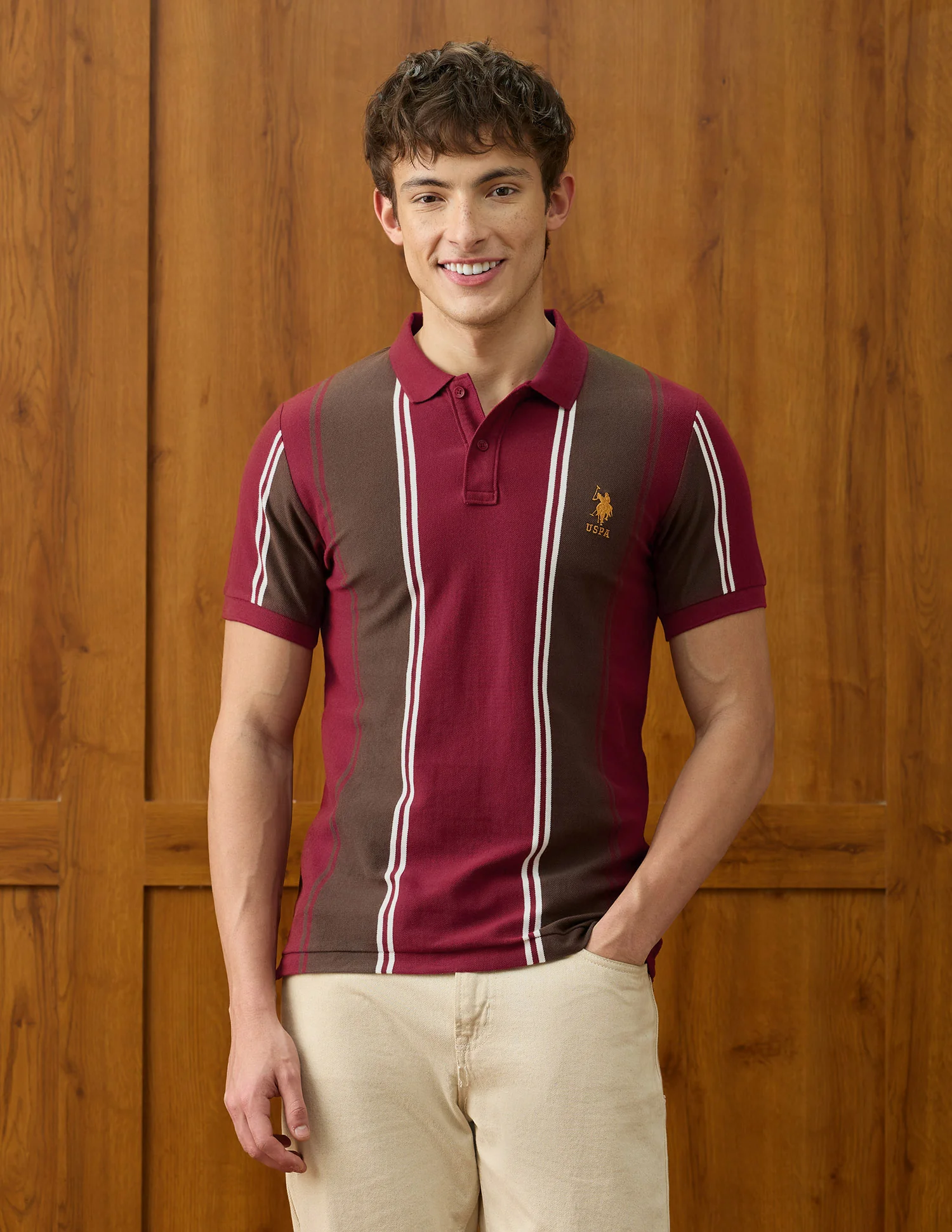 Vertical Striped Slim Fit Polo Shirt - Image 6