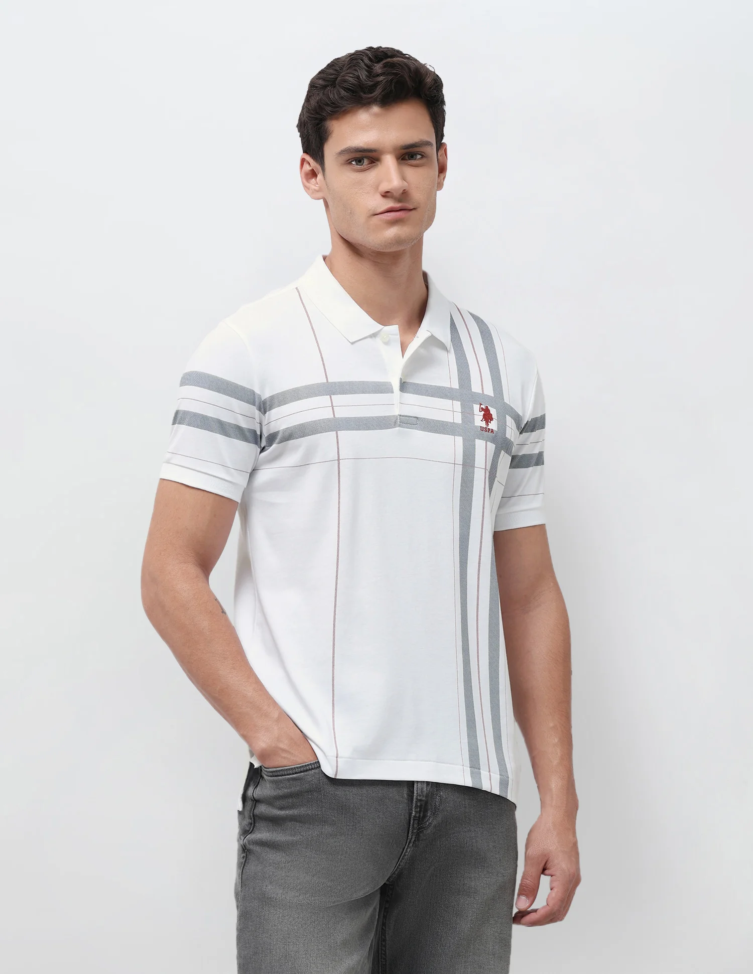 Vertical Striped Slim Fit Polo Shirt - Image 4