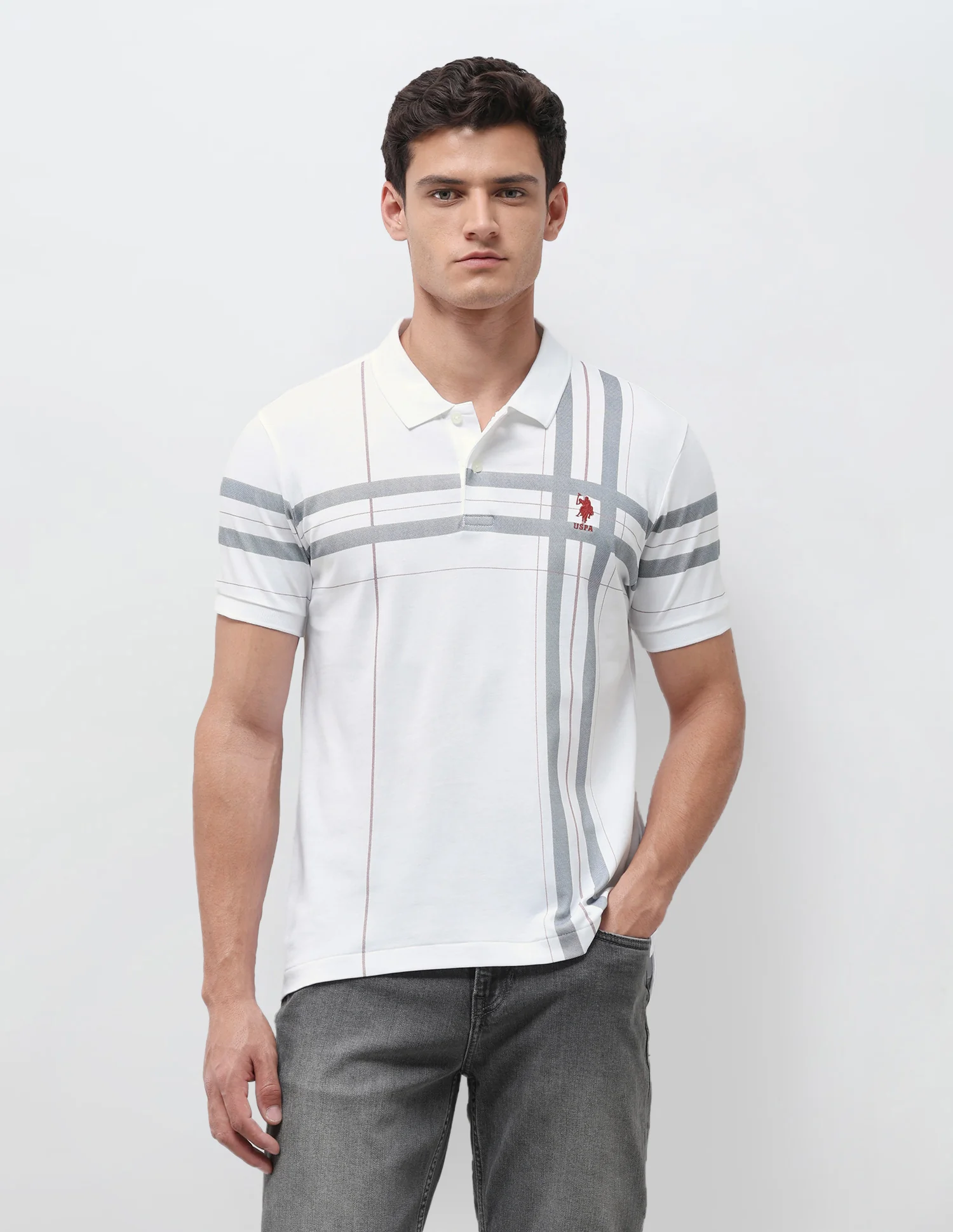 Vertical Striped Slim Fit Polo Shirt - Image 6