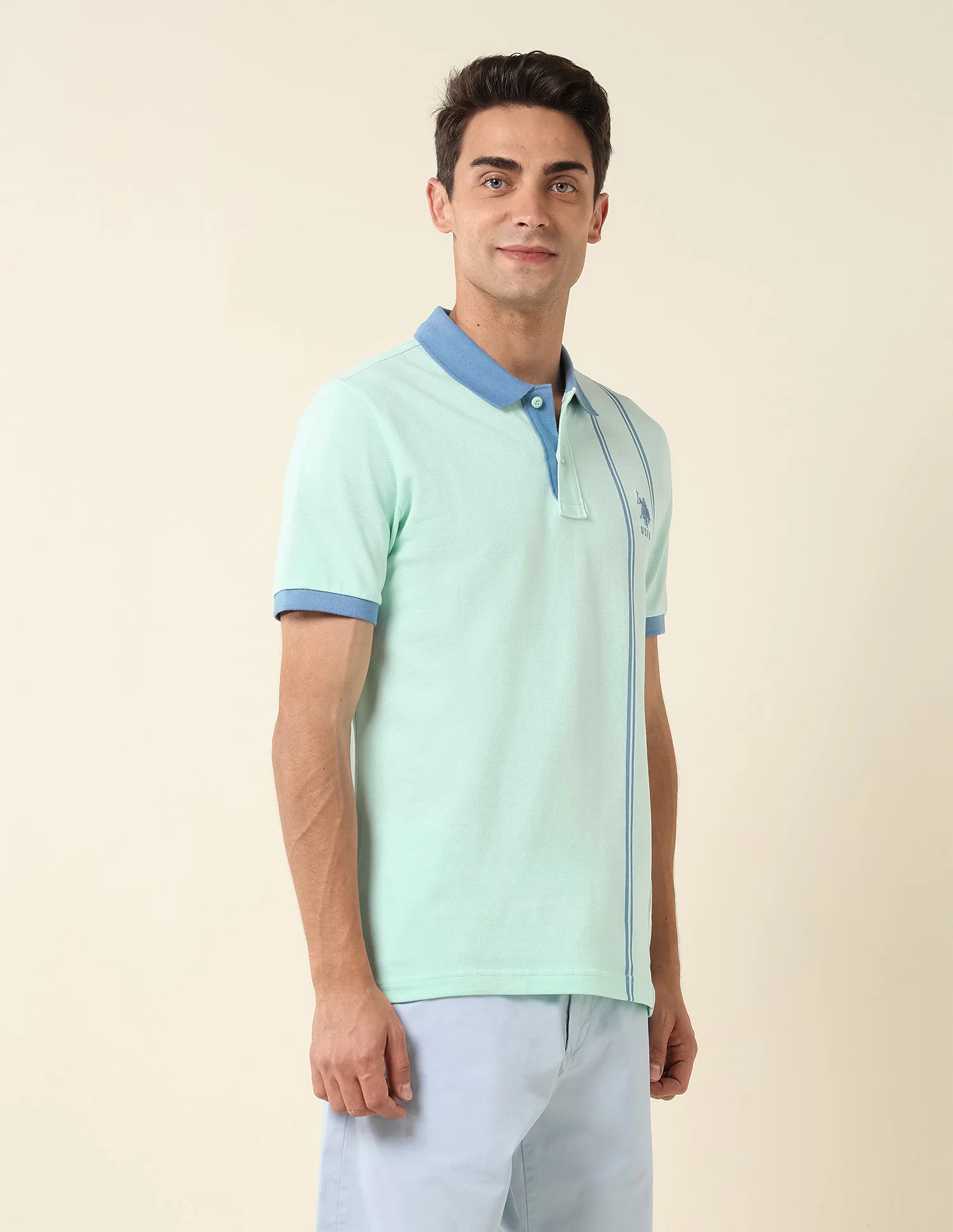 Vertical Striped Slim Fit Polo Shirt - Image 4