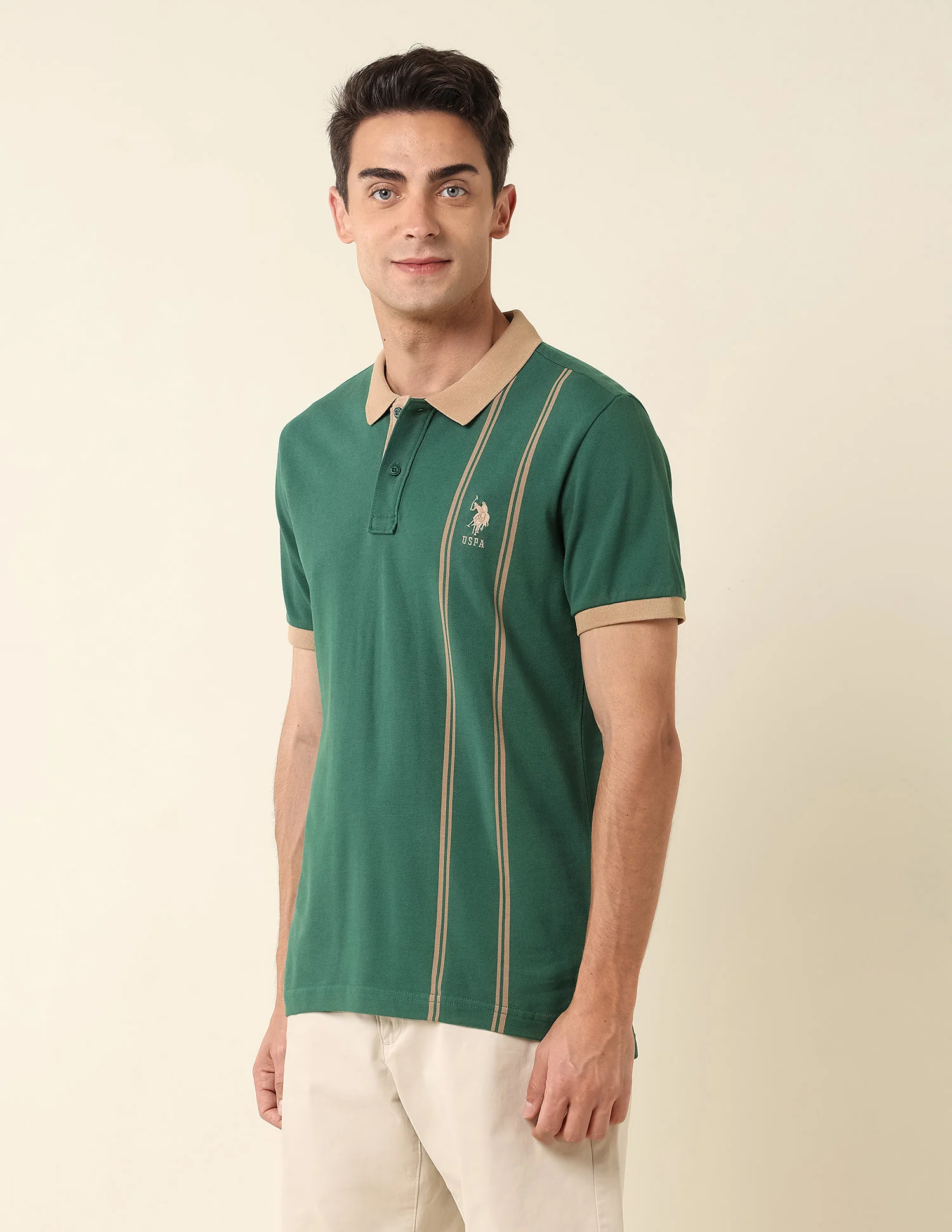 Vertical Striped Slim Fit Polo Shirt - Image 4