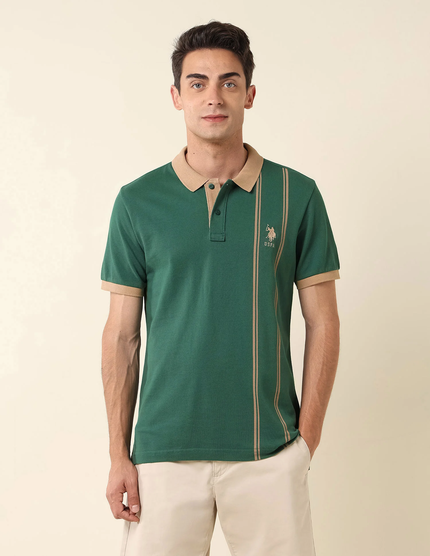 Vertical Striped Slim Fit Polo Shirt - Image 6