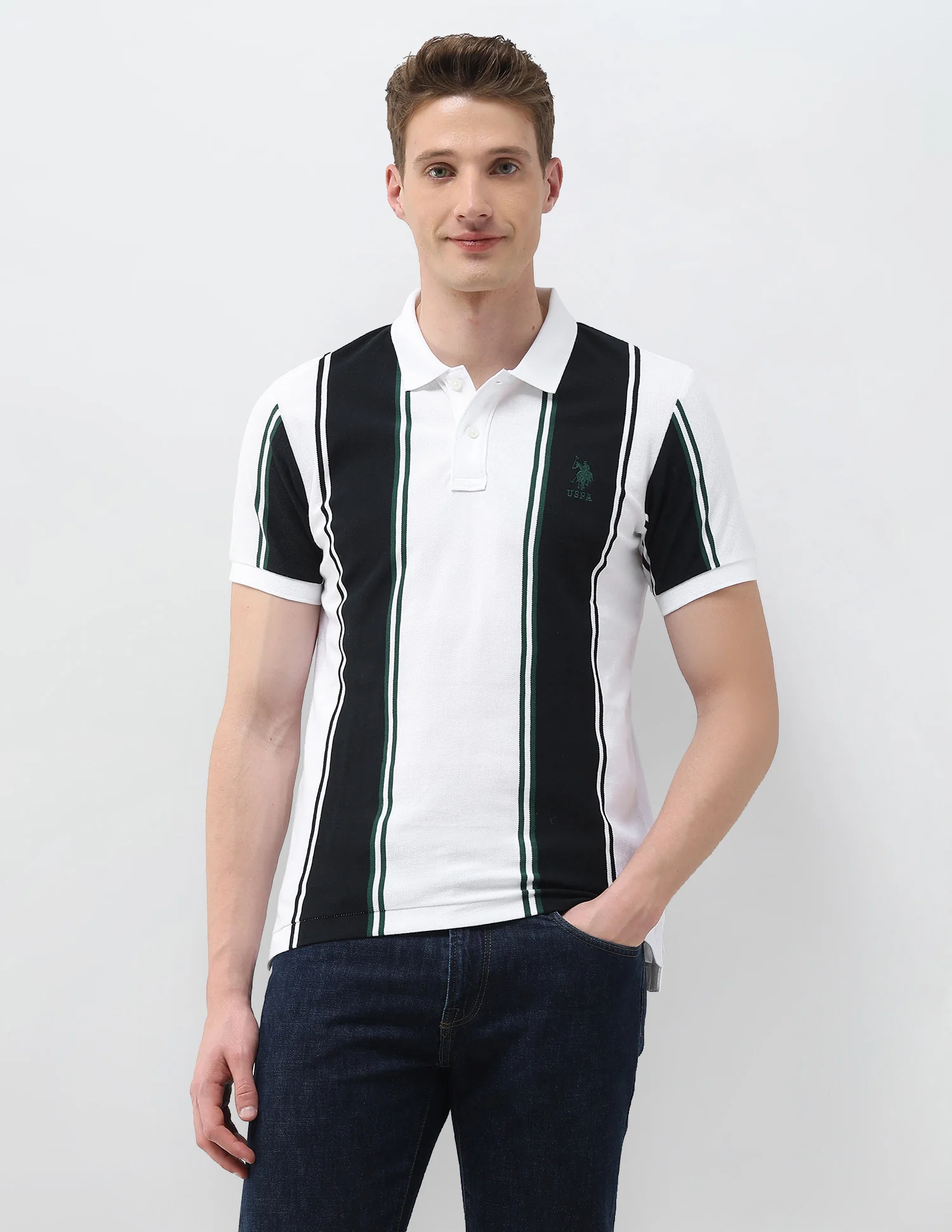 Vertical Striped Slim Fit Polo Shirt - Image 6