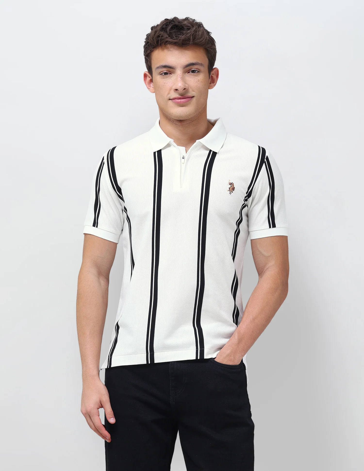 Vertical Striped Slim Fit Polo Shirt - Image 6