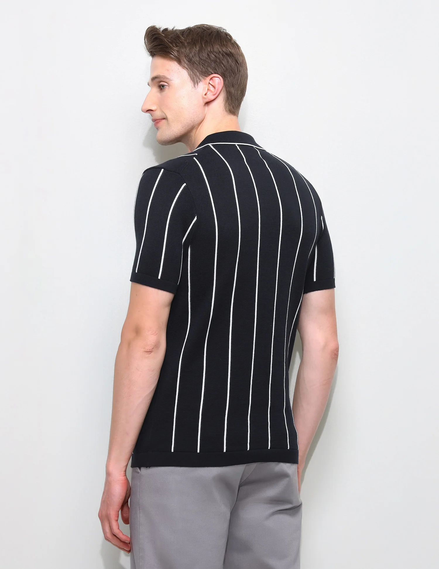 Vertical Striped Slim Fit Polo Shirt - Image 5