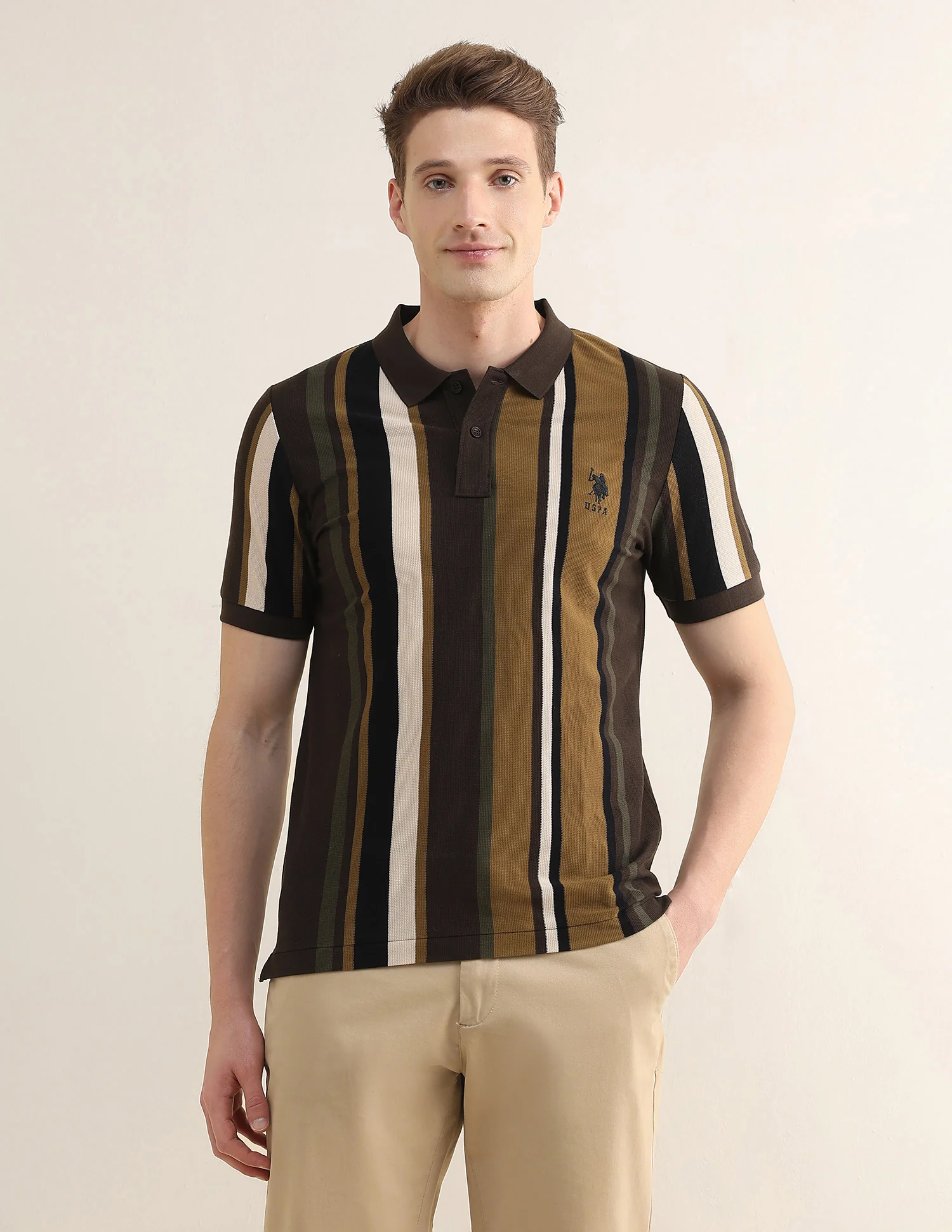 Vertical Striped Slim Fit Polo Shirt - Image 6