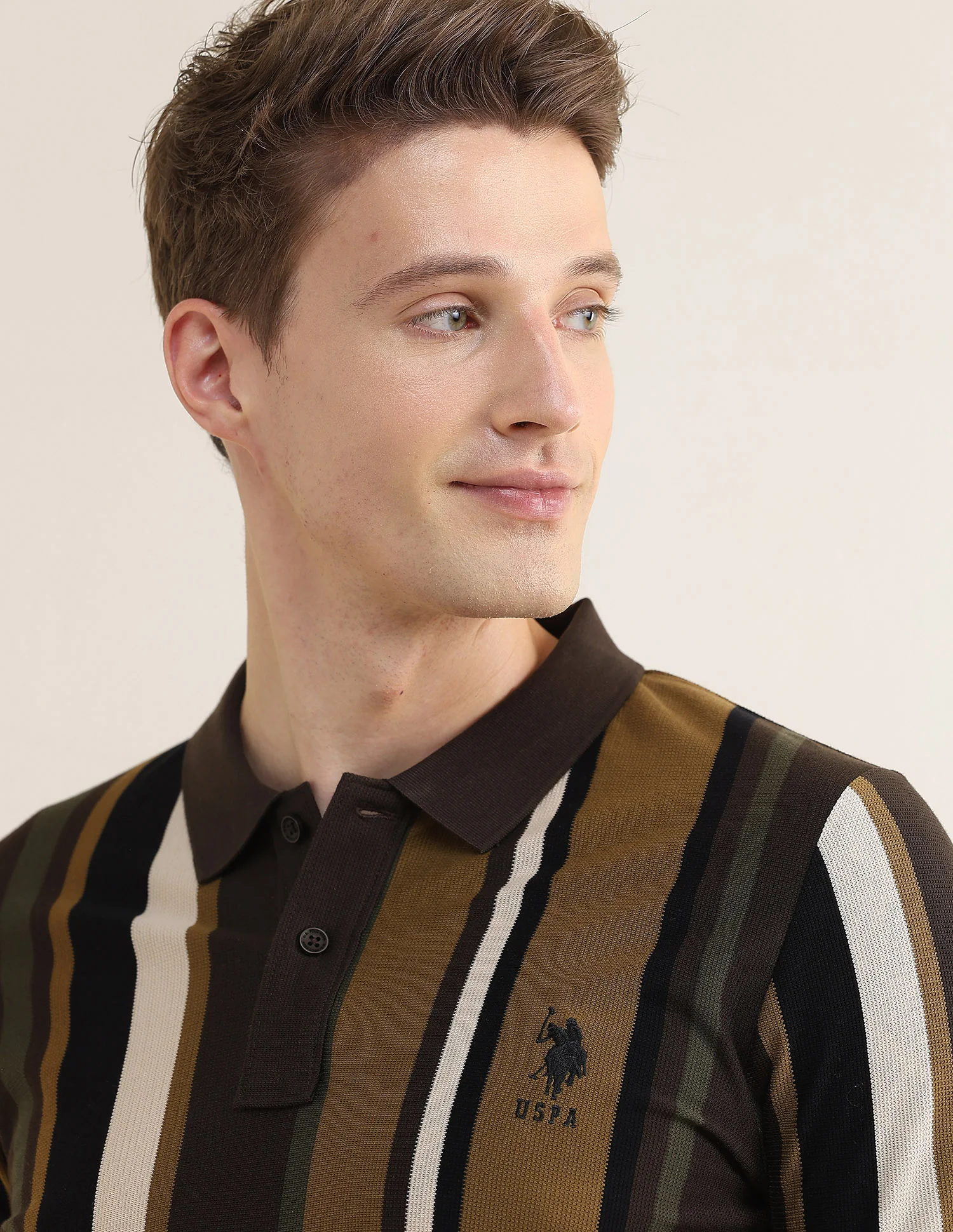 Vertical Striped Slim Fit Polo Shirt - Image 7