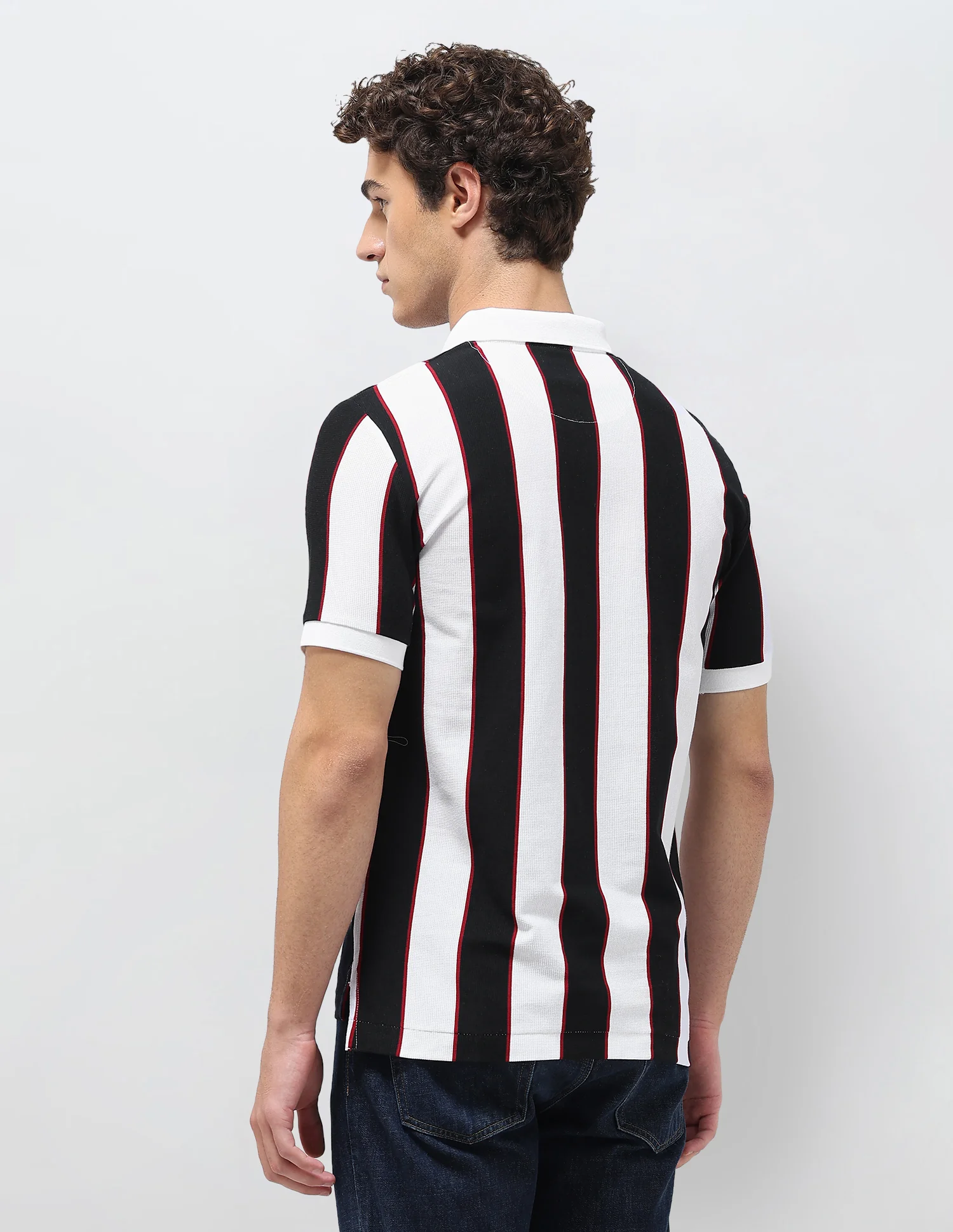 Vertical Striped Slim Fit Polo Shirt - Image 5