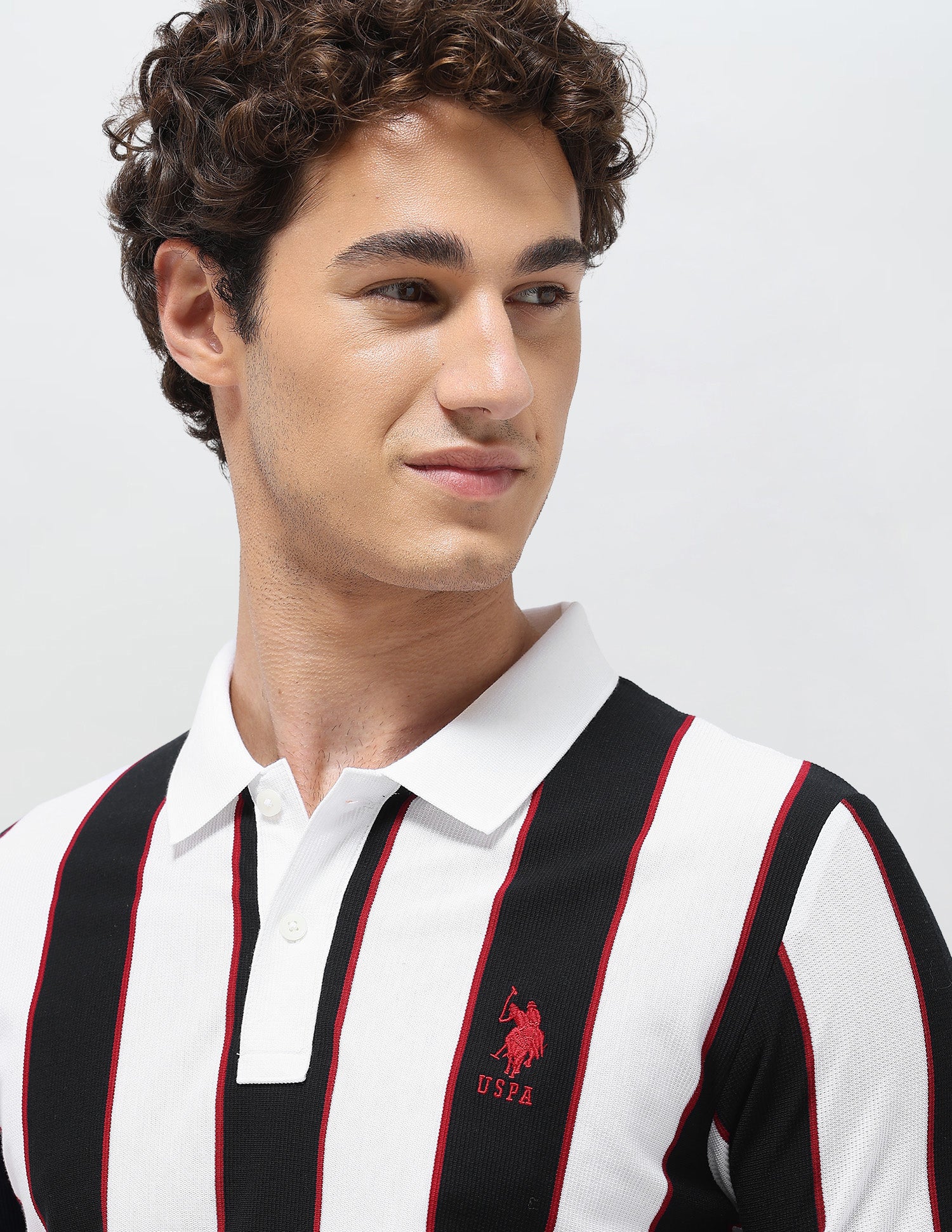 Vertical Striped Slim Fit Polo Shirt - Image 7