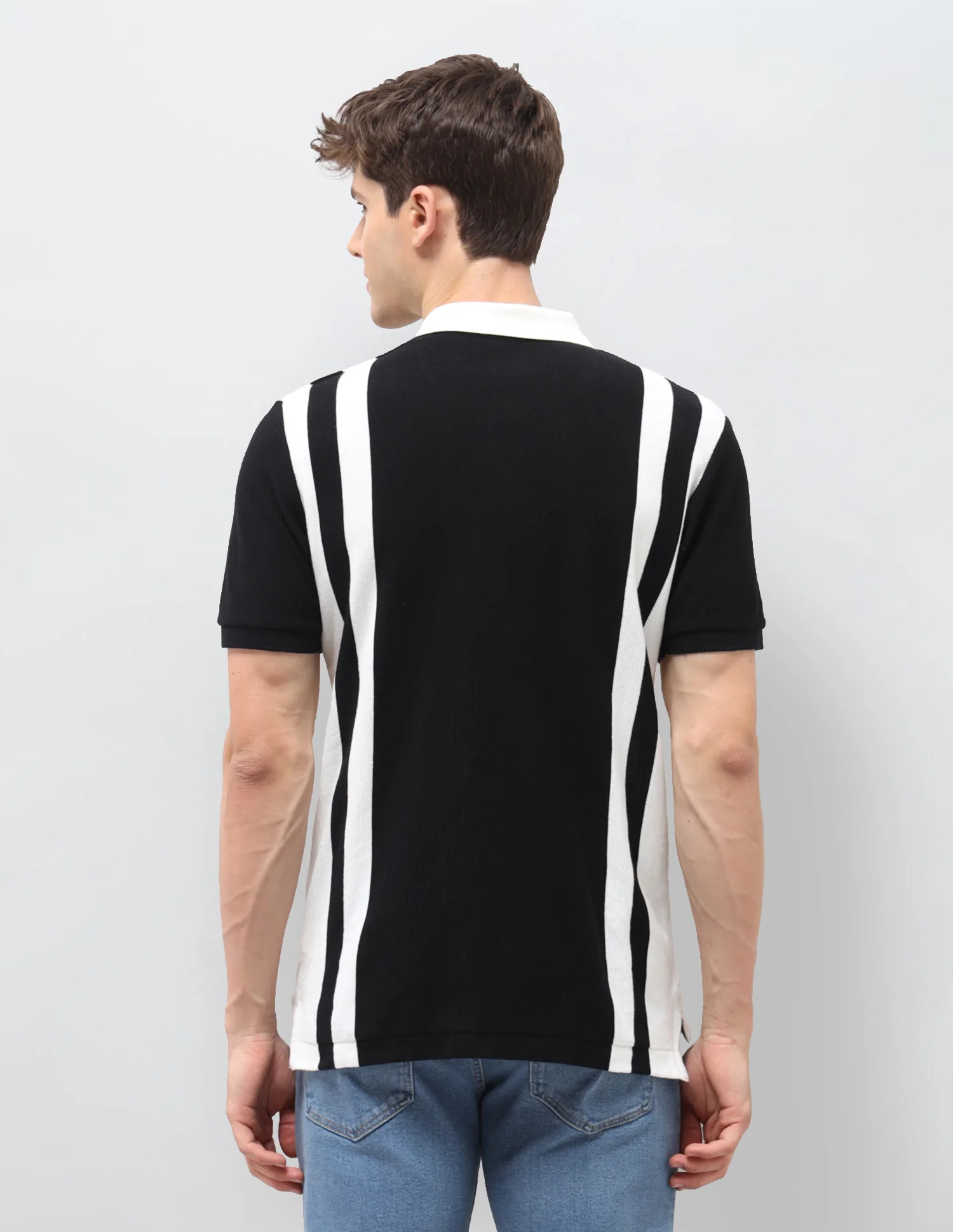 Vertical Striped Slim Fit Polo Shirt - Image 5