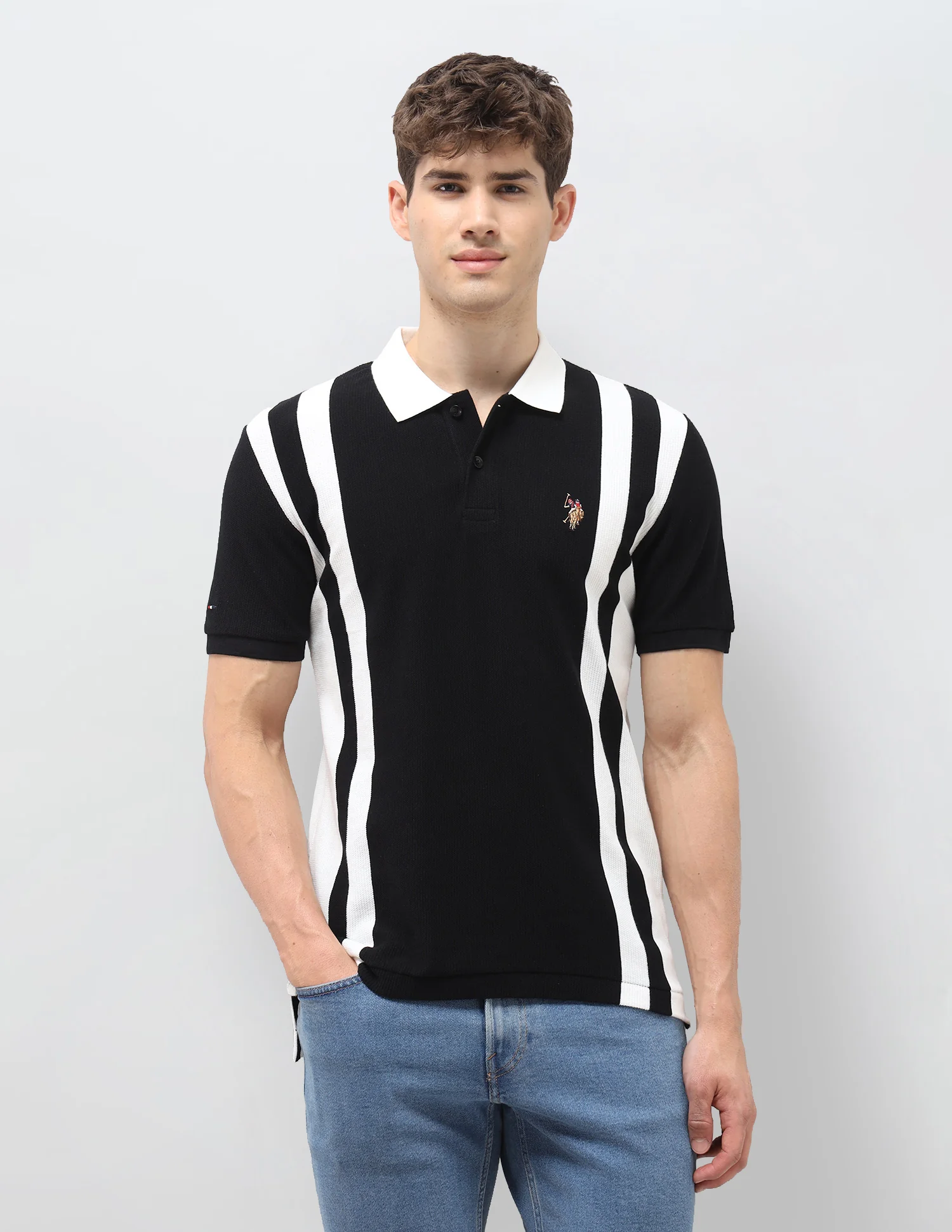 Vertical Striped Slim Fit Polo Shirt - Image 6