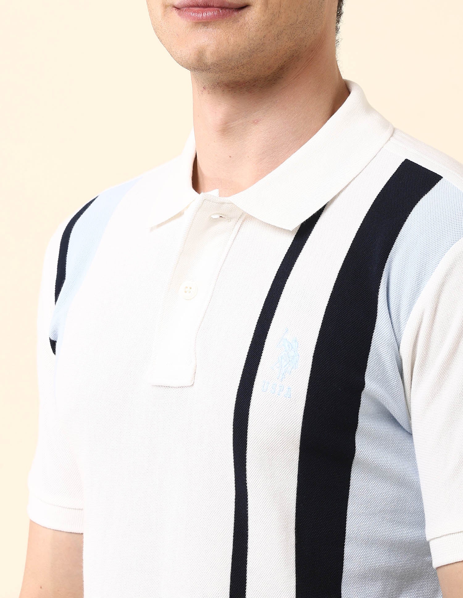 Vertical Striped Slim Fit Polo Shirt - Image 7