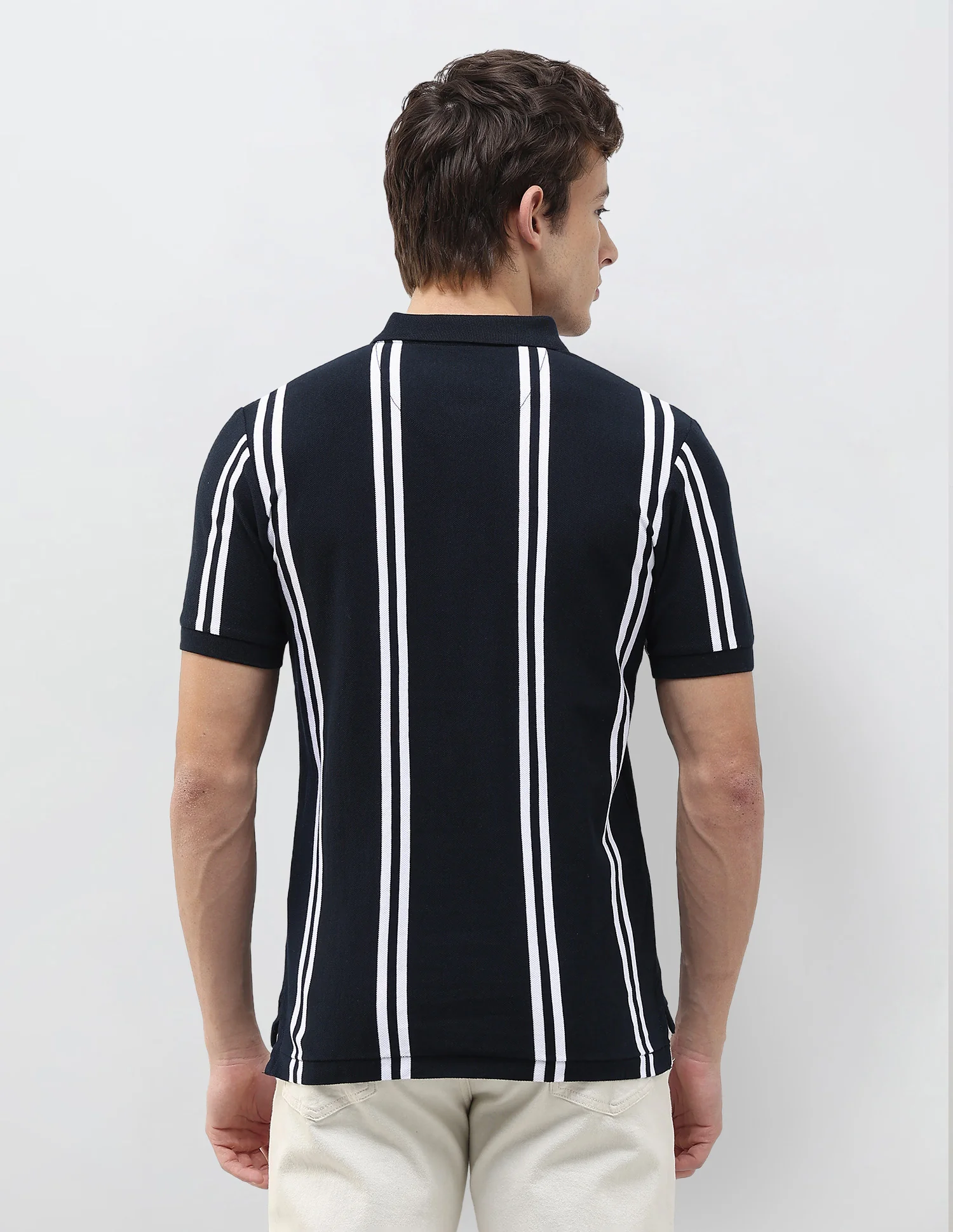 Vertical Striped Slim Fit Polo Shirt - Image 5