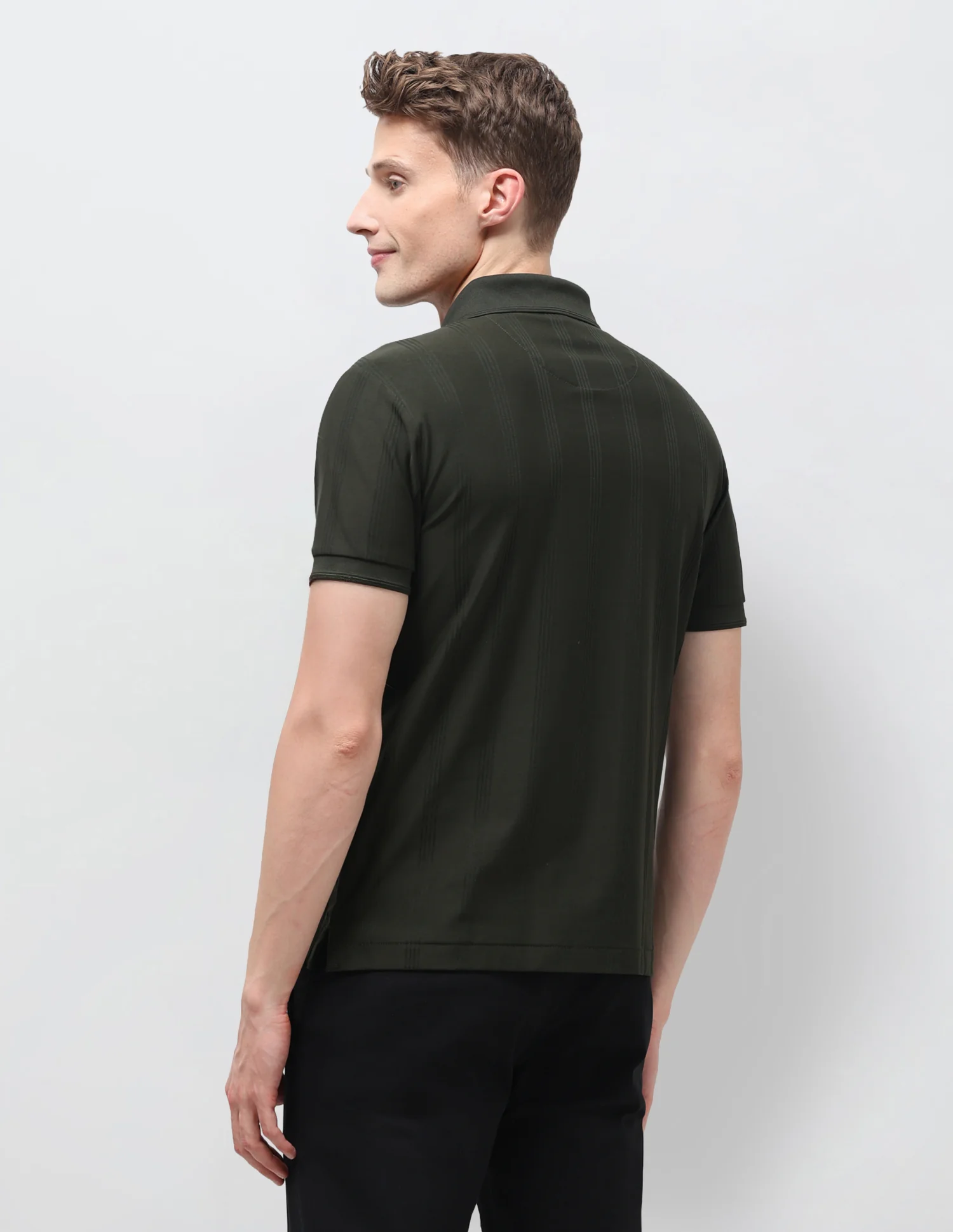 Vertical Striped Slim Fit Polo Shirt - Image 5