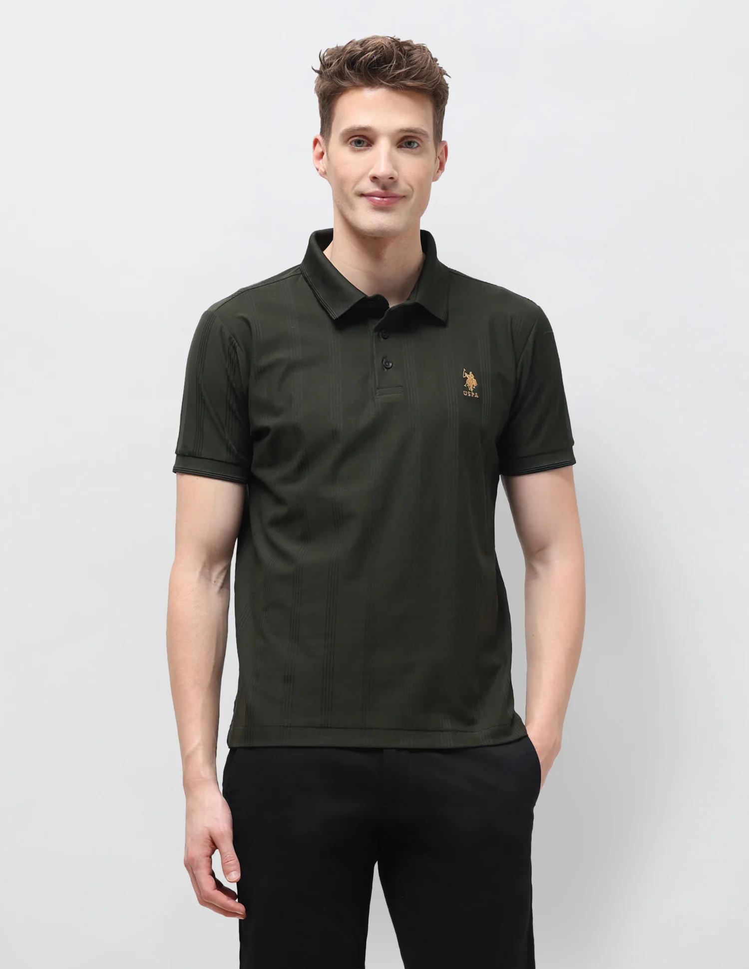 Vertical Striped Slim Fit Polo Shirt - Image 6