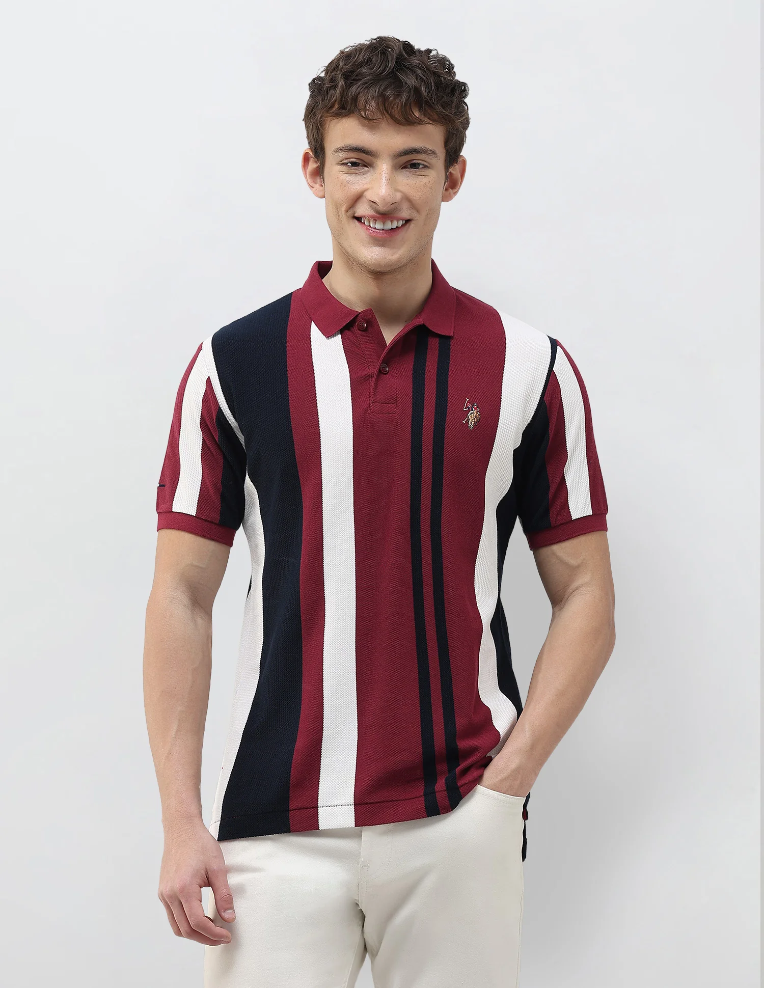 Vertical Striped Slim Fit Polo Shirt - Image 6