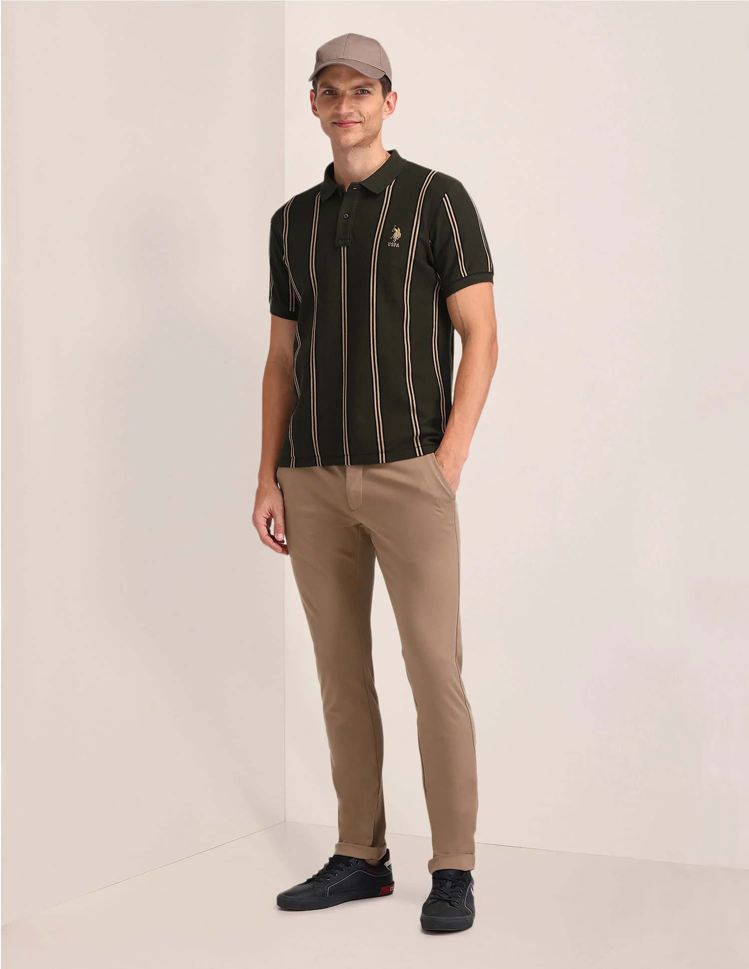 Vertical Striped Slim Polo Shirt - Image 3
