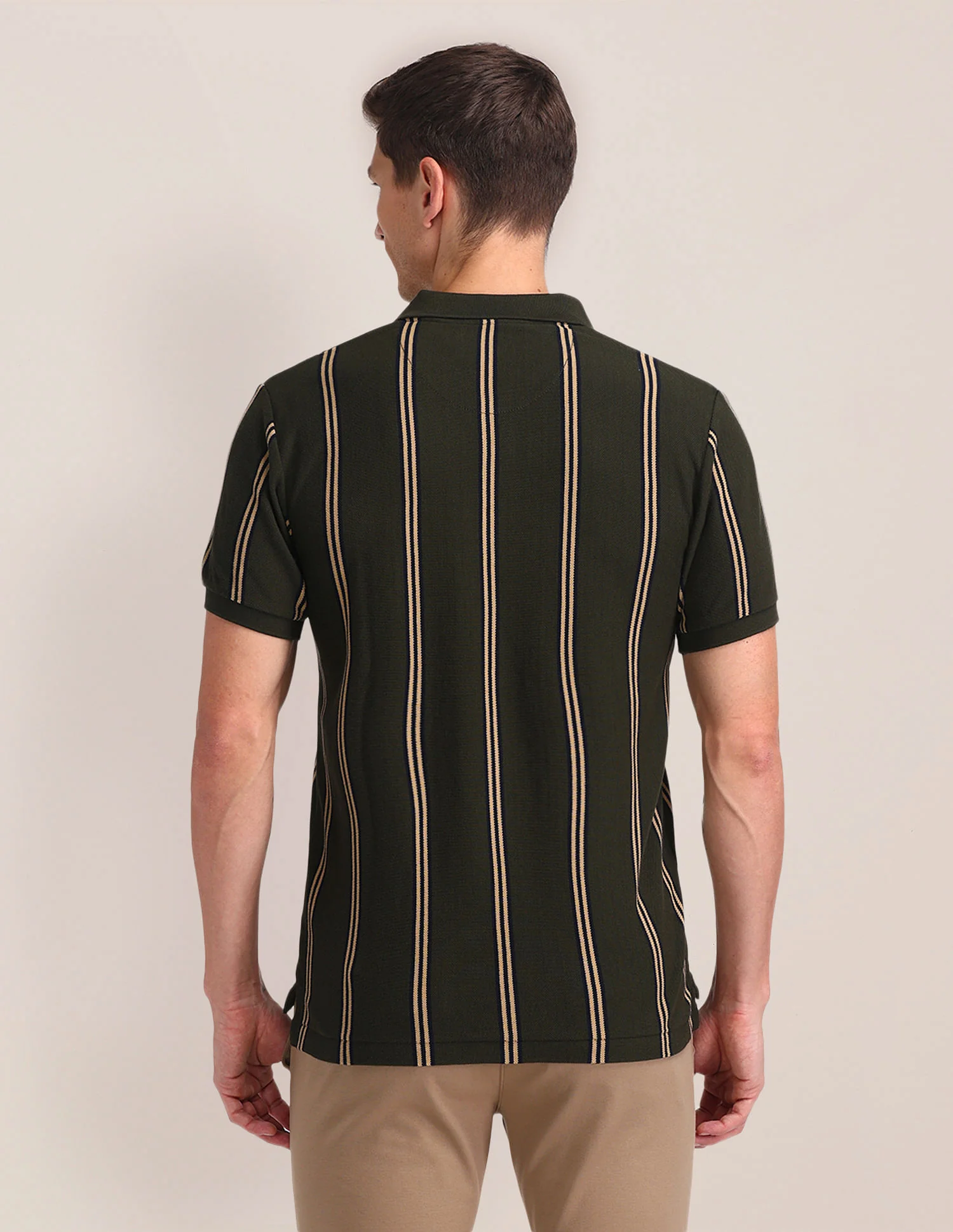 Vertical Striped Slim Polo Shirt - Image 5