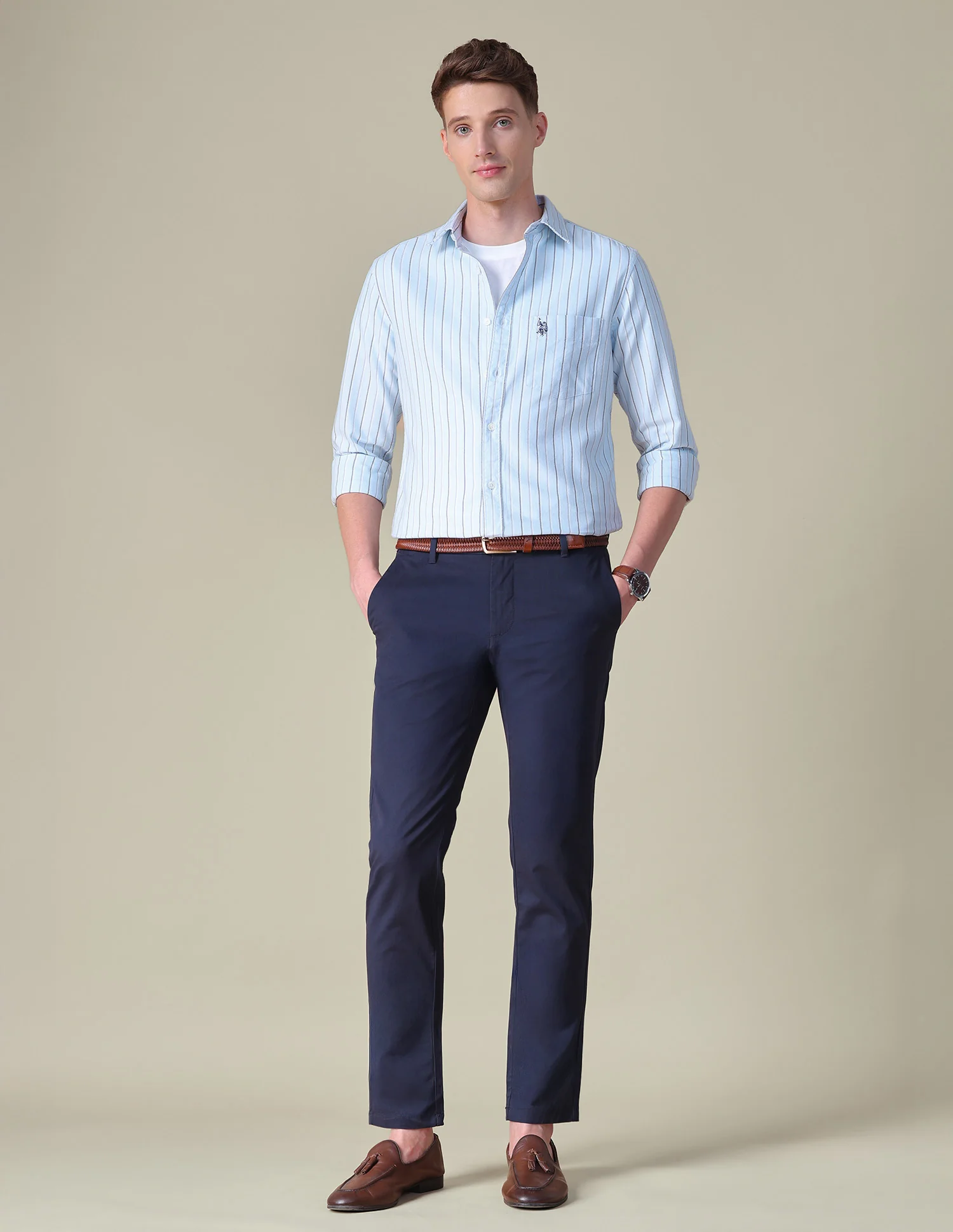 Vertical Striped Tailored Fit Shirt - Image 3