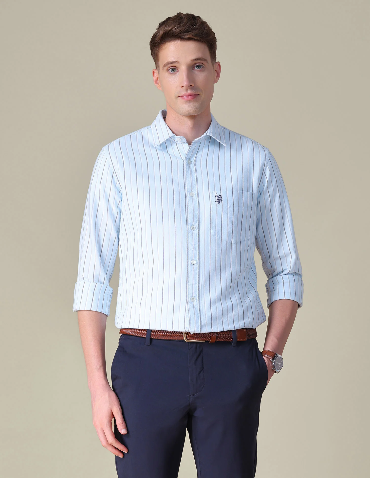Vertical Striped Tailored Fit Shirt - Image 9