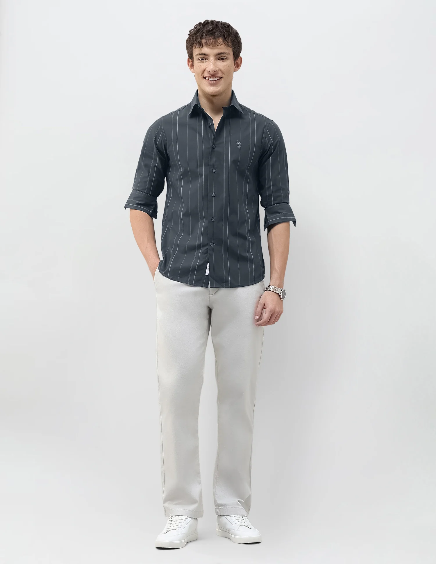 Vertical Striped Tailored Fit Shirt - Image 3