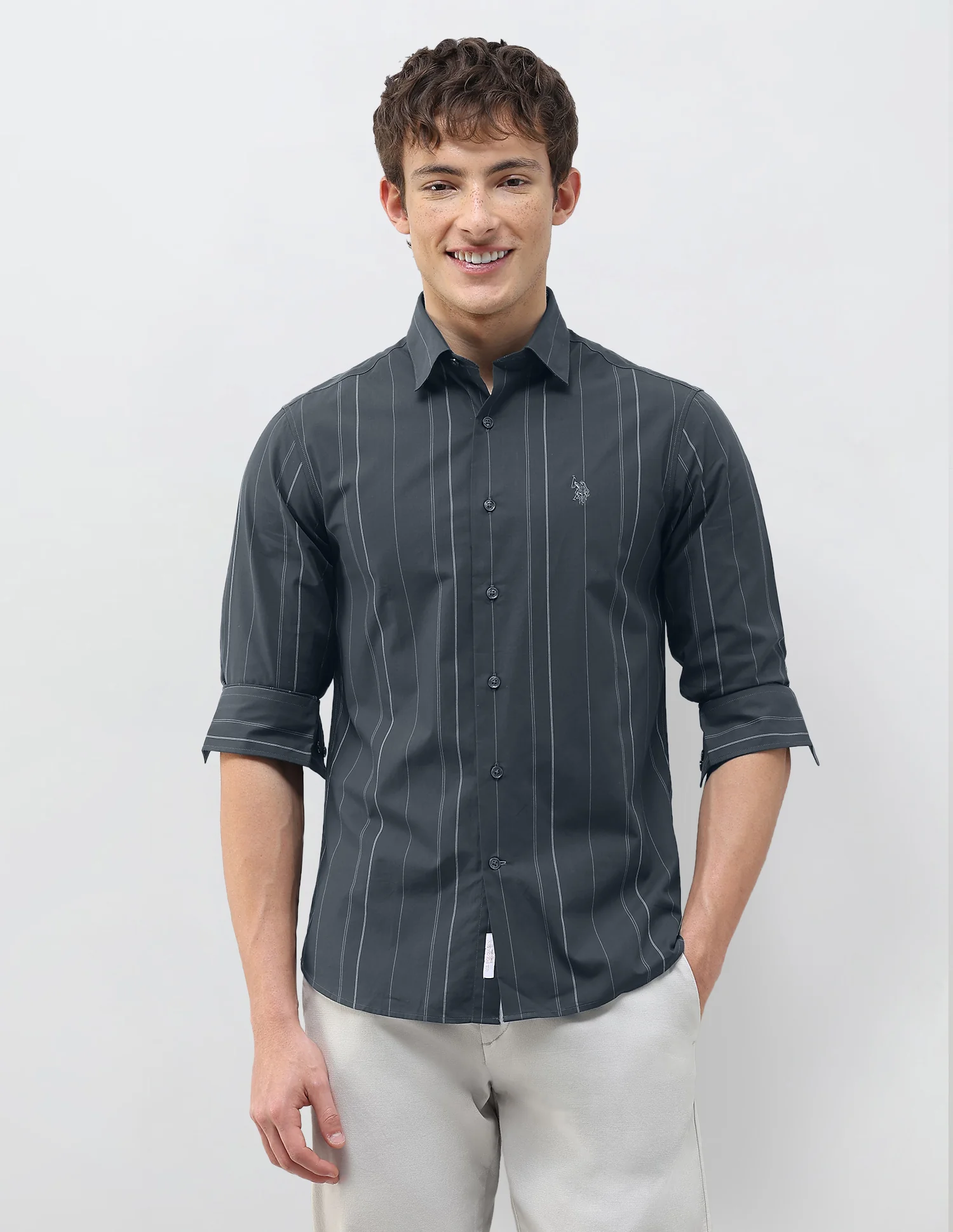 Vertical Striped Tailored Fit Shirt - Image 6
